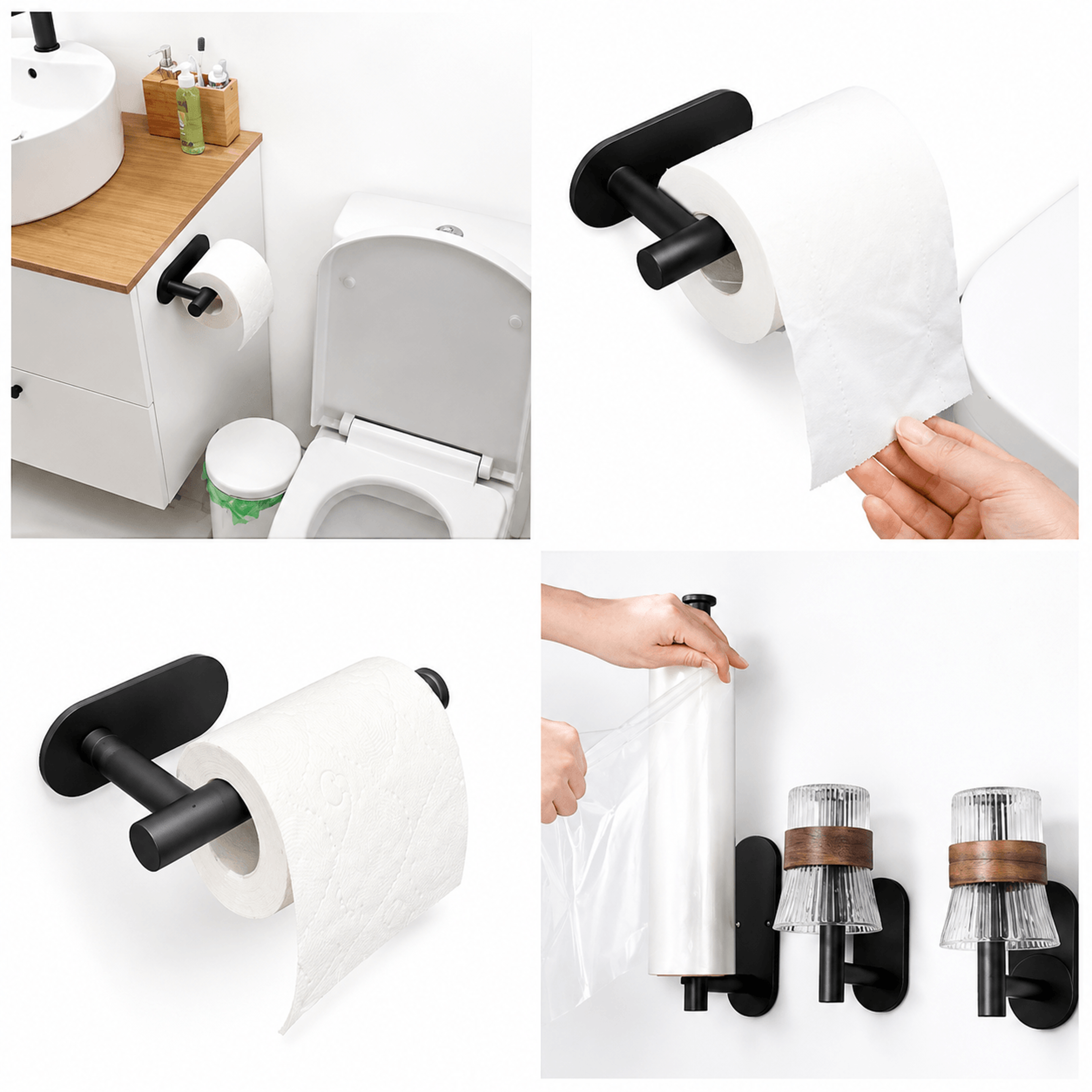 no drill self adhesive toilet paper holder and stainless steel kitchen roll holder