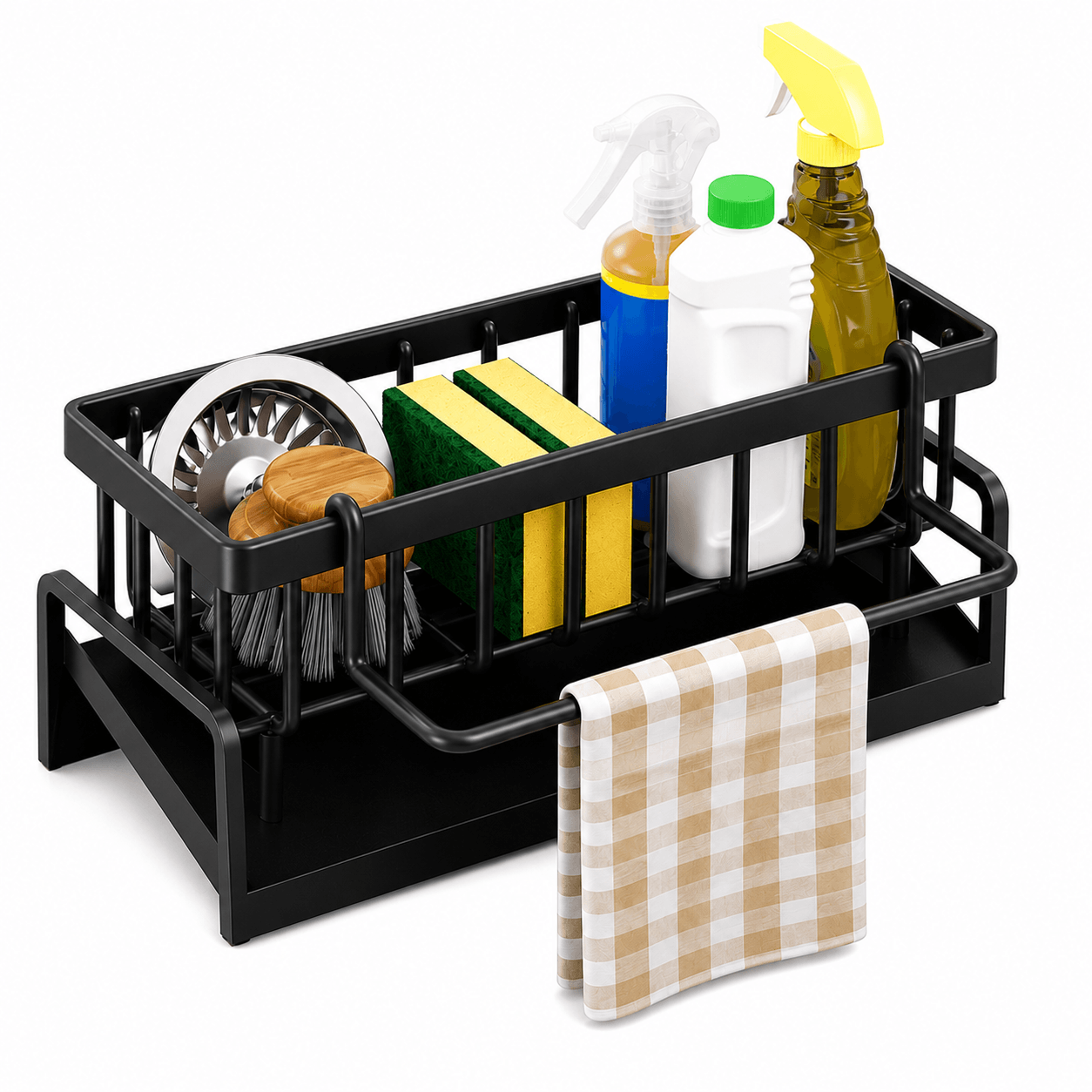 self draining kitchen sink caddy sponge and dish soap organizer