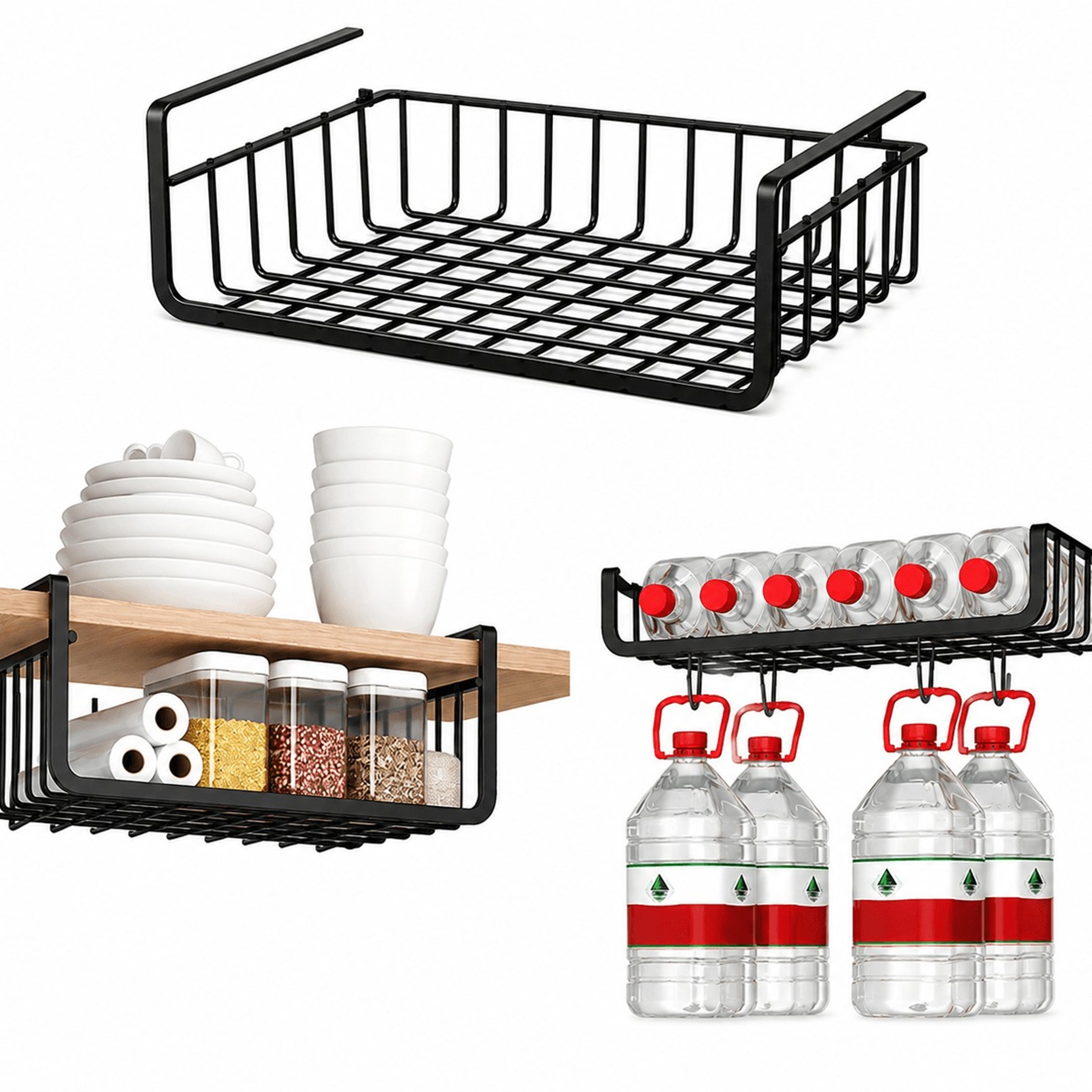 space saving under shelf storage basket hanging wire cabinet organizer