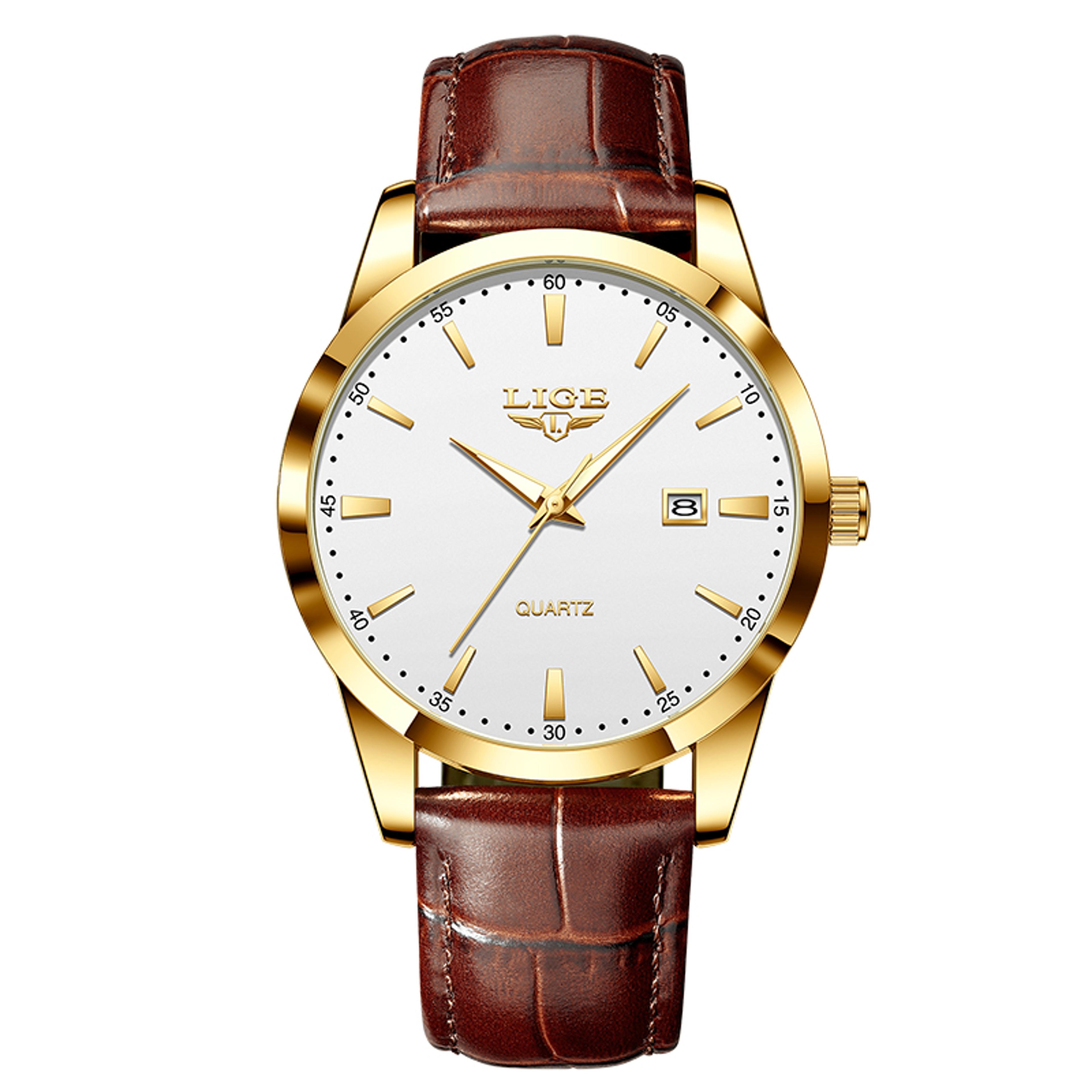 mens military quartz watch waterproof casual leather sport business wristwatch