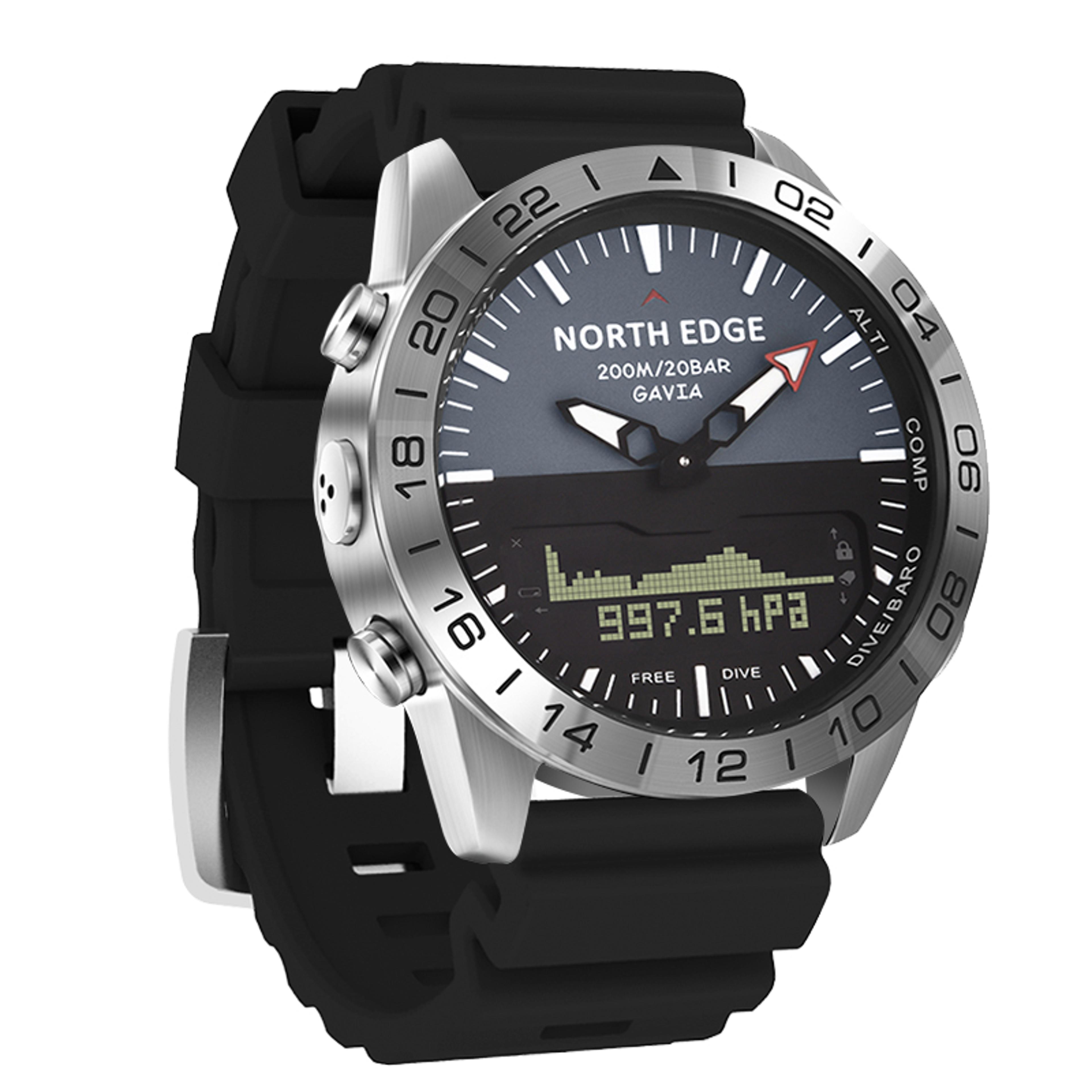 mens waterproof dive watch with altimeter compass and stainless steel design