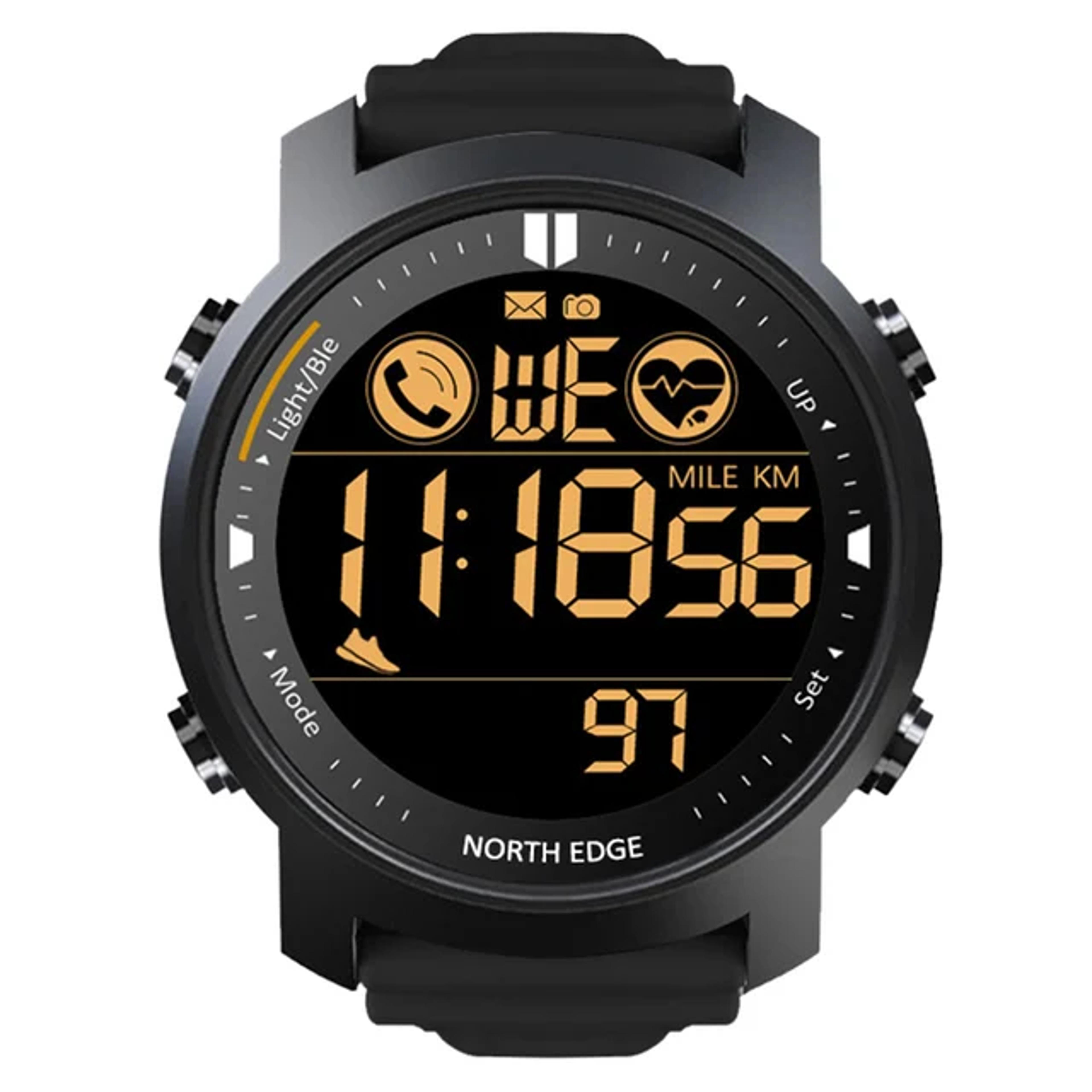 50m waterproof military sports watch with heart rate monitor and pedometer