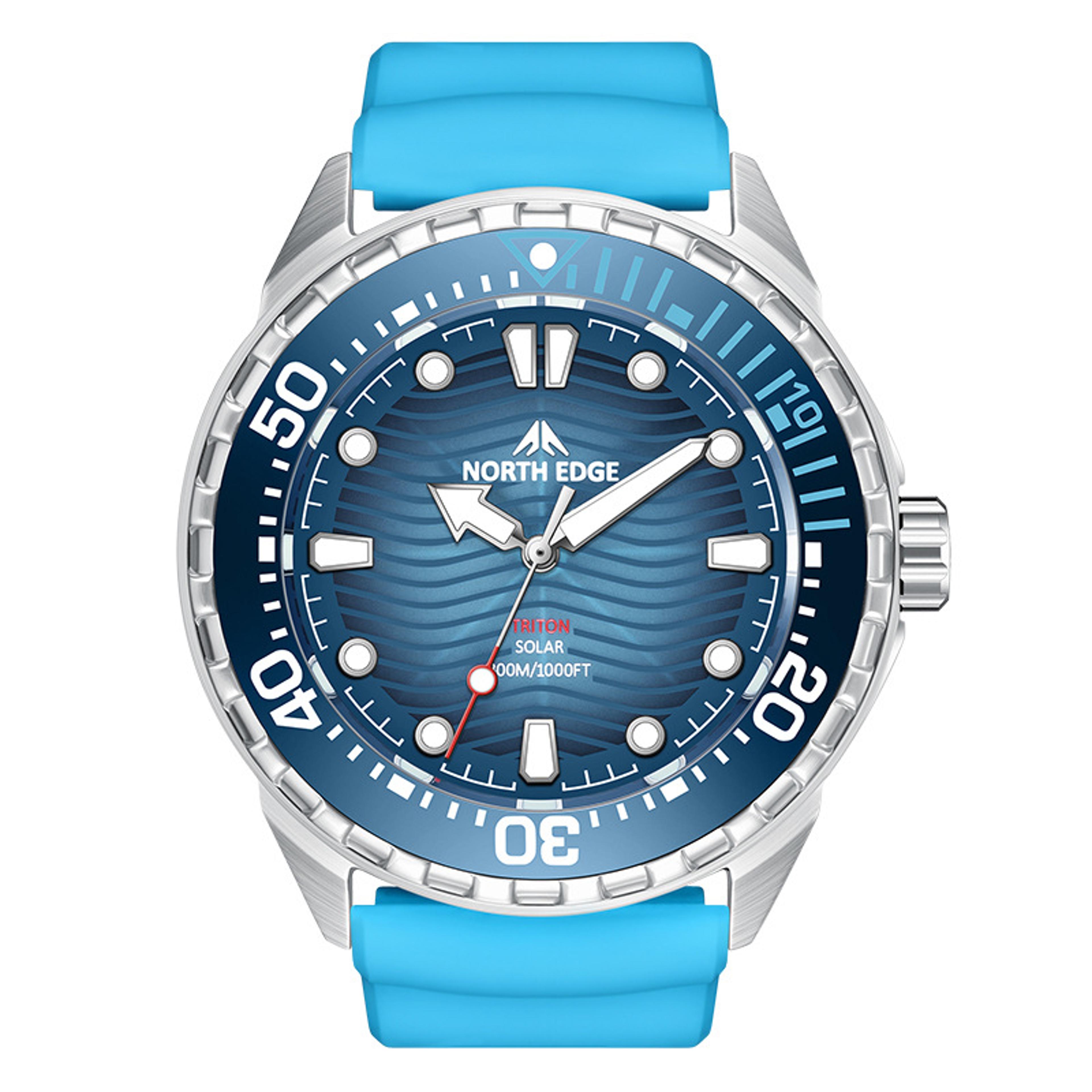 solar powered dive watch for men 300m waterproof stainless steel adventure watch
