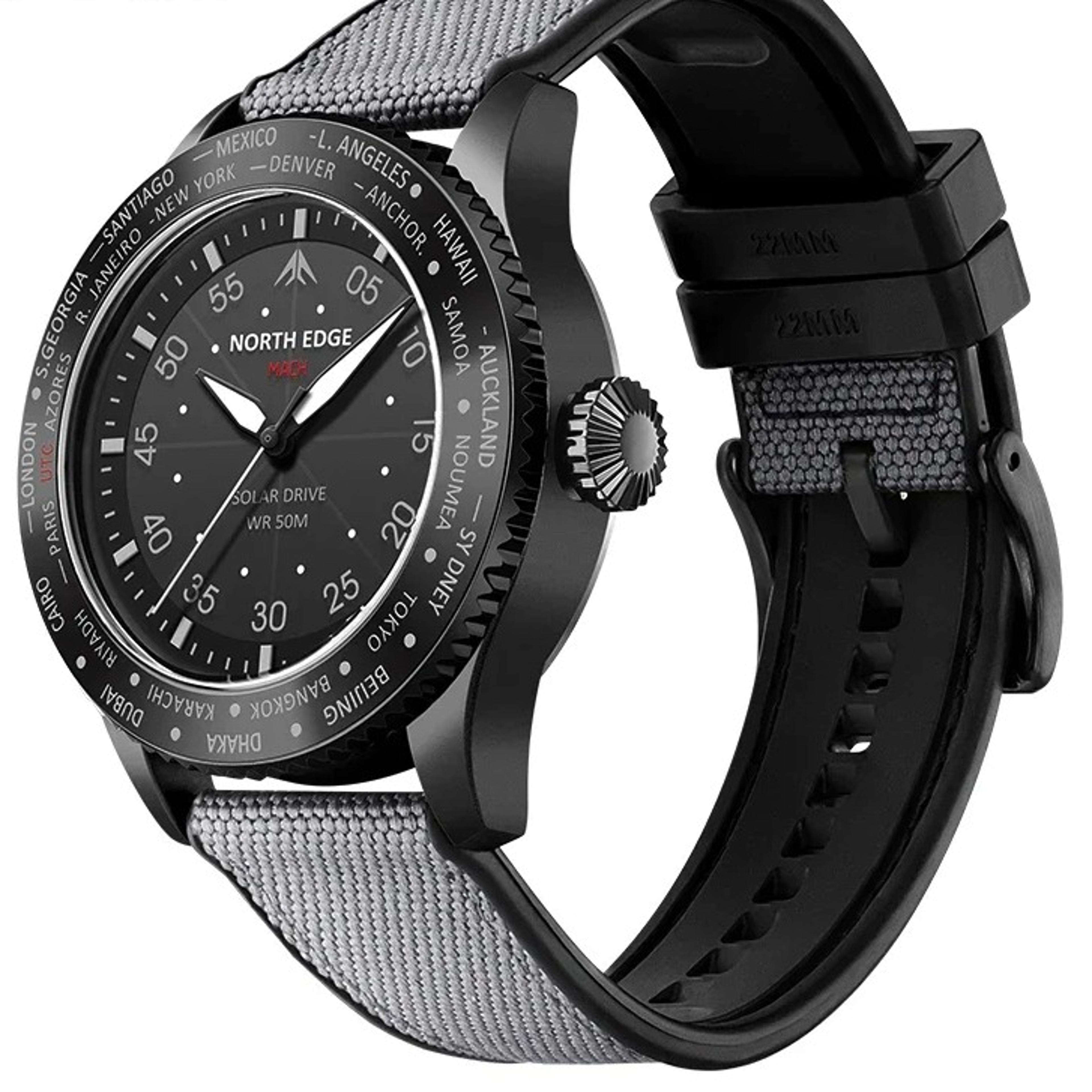 solar powered pilot watch for men 50m water resistant luminous sports watch