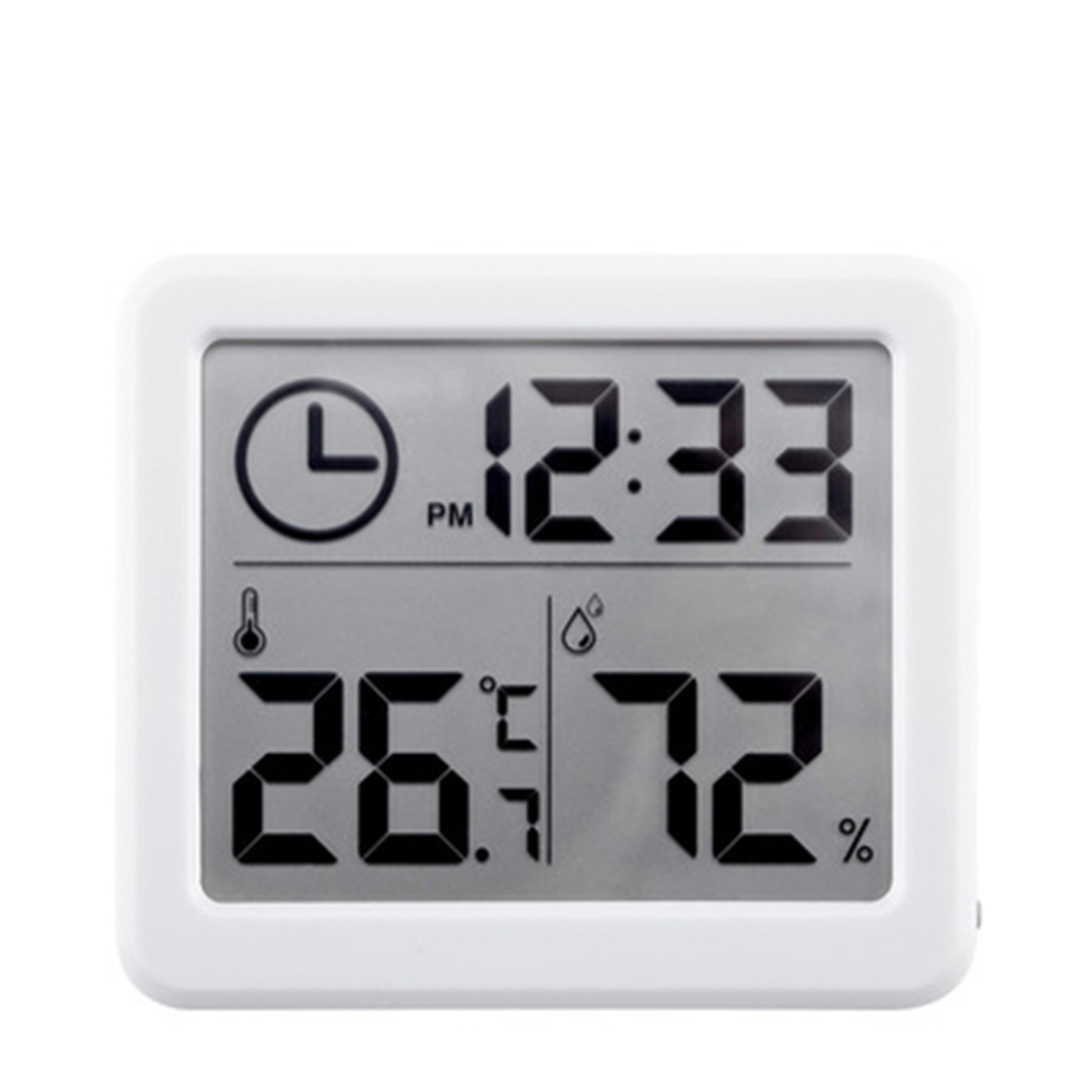 digital desk clock with temperature humidity monitor and large lcd display