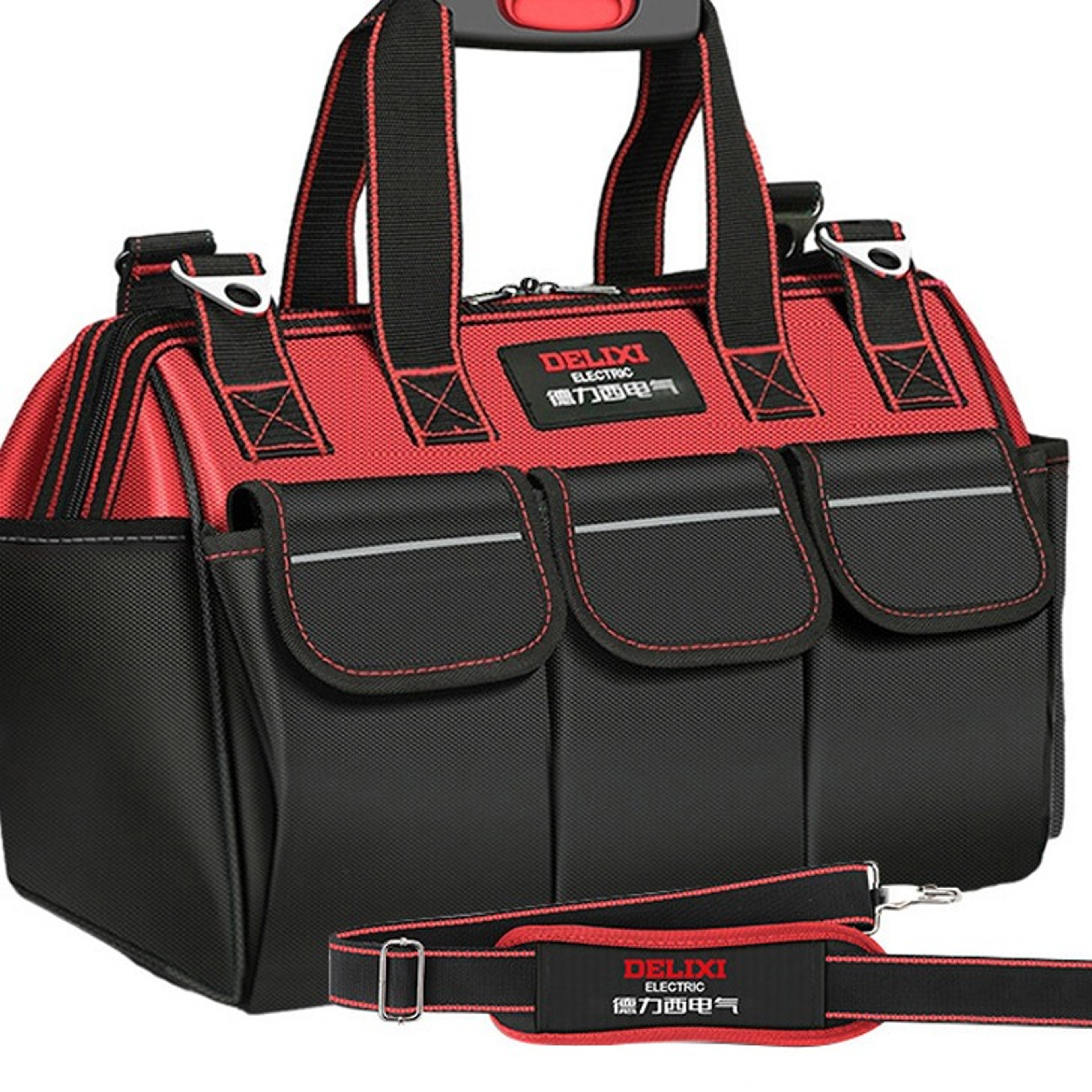heavy duty waterproof tool bag with 14 pocket tool organizer for electricians mechanics and carpenters