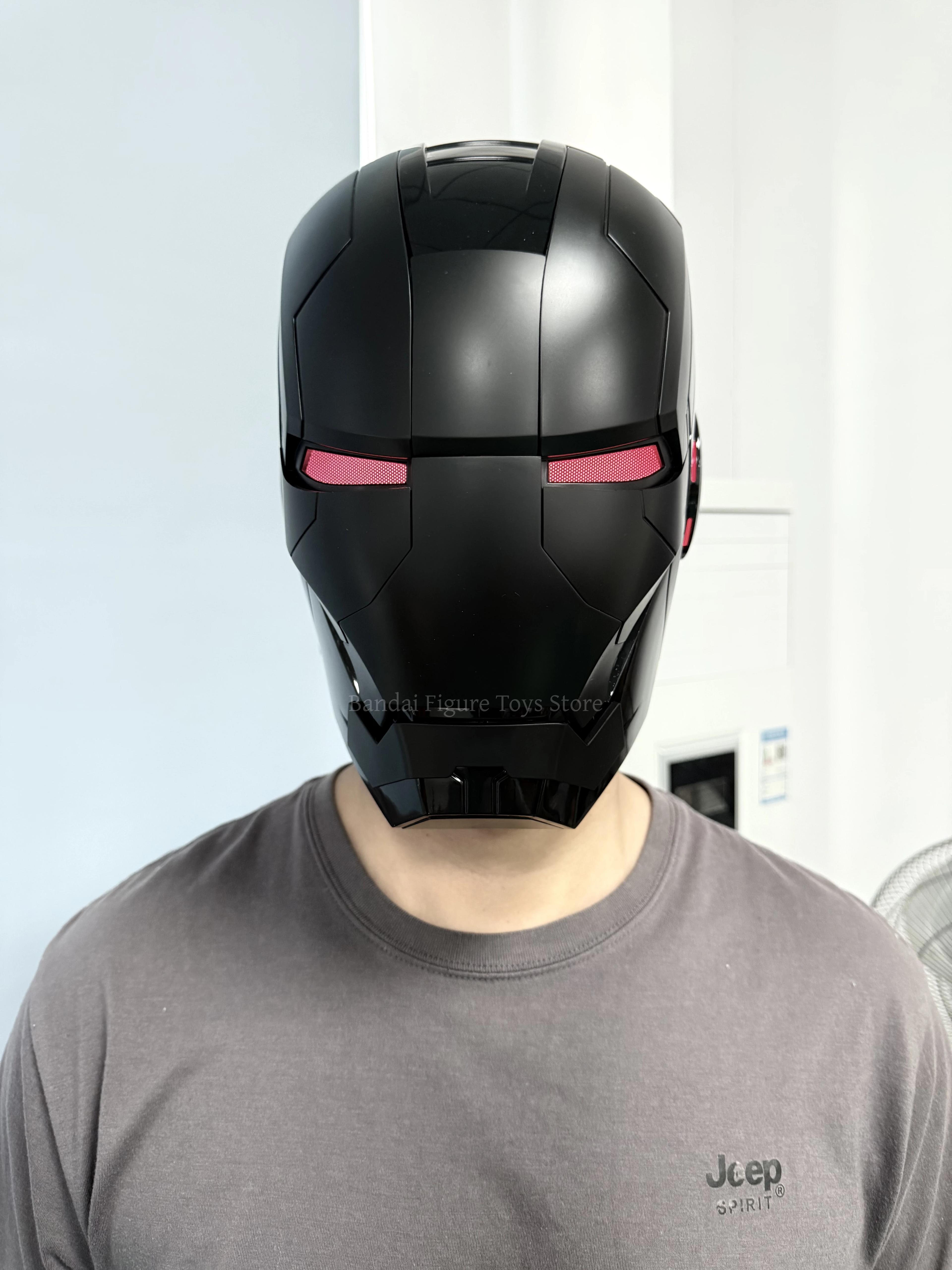 voice control cosplay helmet with motorized faceplate and led eyes