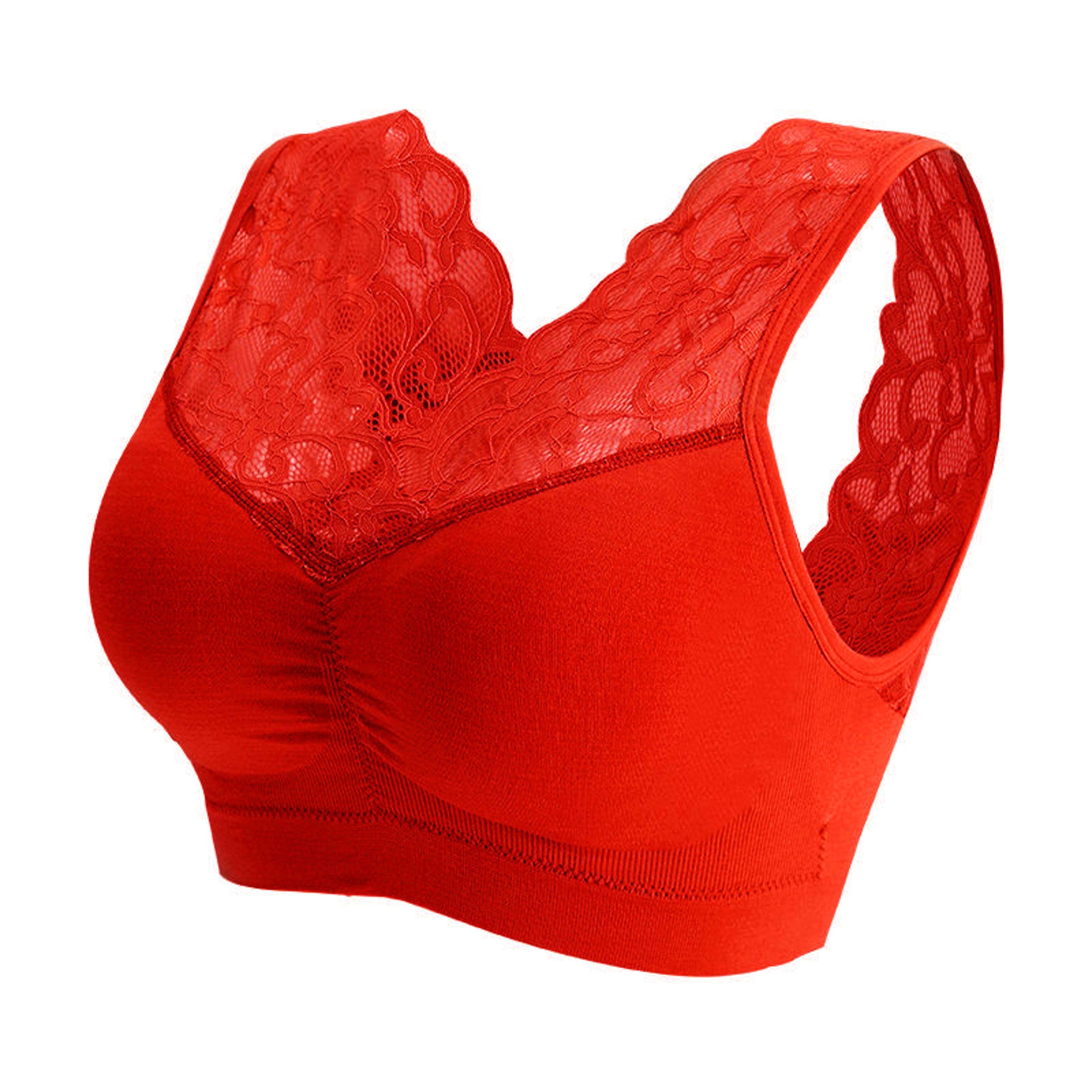 comfortfit seamless wireless bra with lace back and full cup support