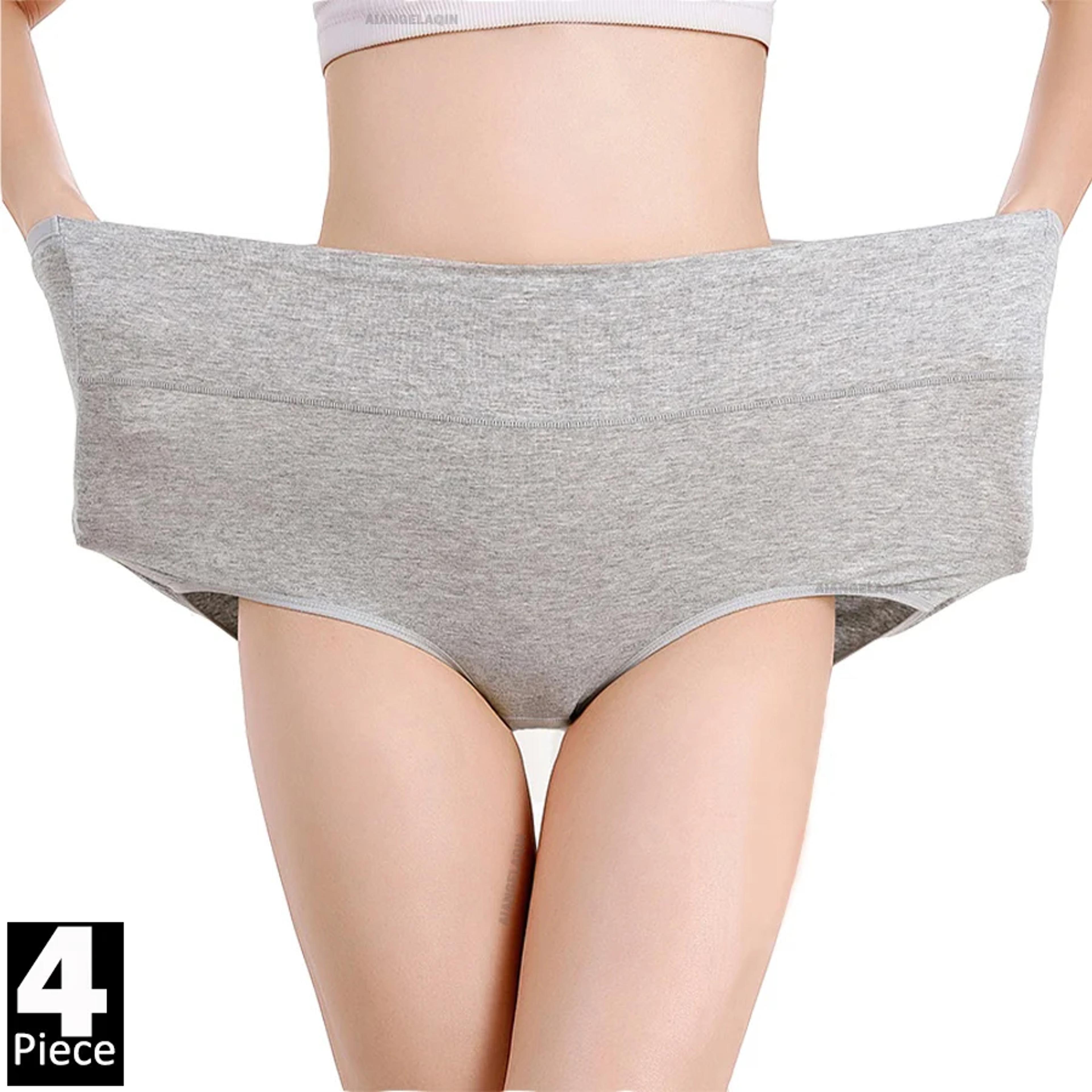 high waist cotton panties for women plus size breathable tummy control briefs