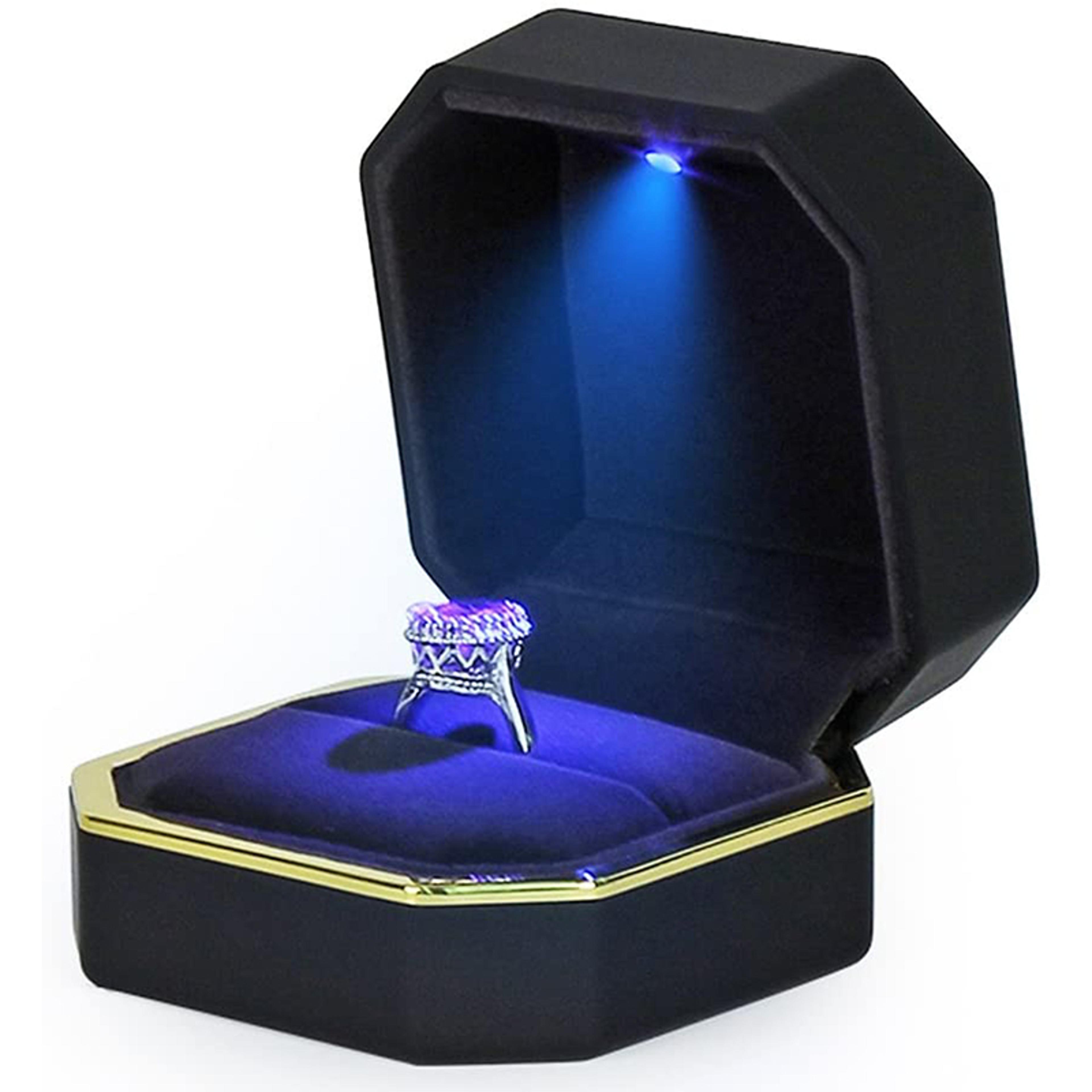 led engagement ring box with light luxury velvet proposal jewelry gift case