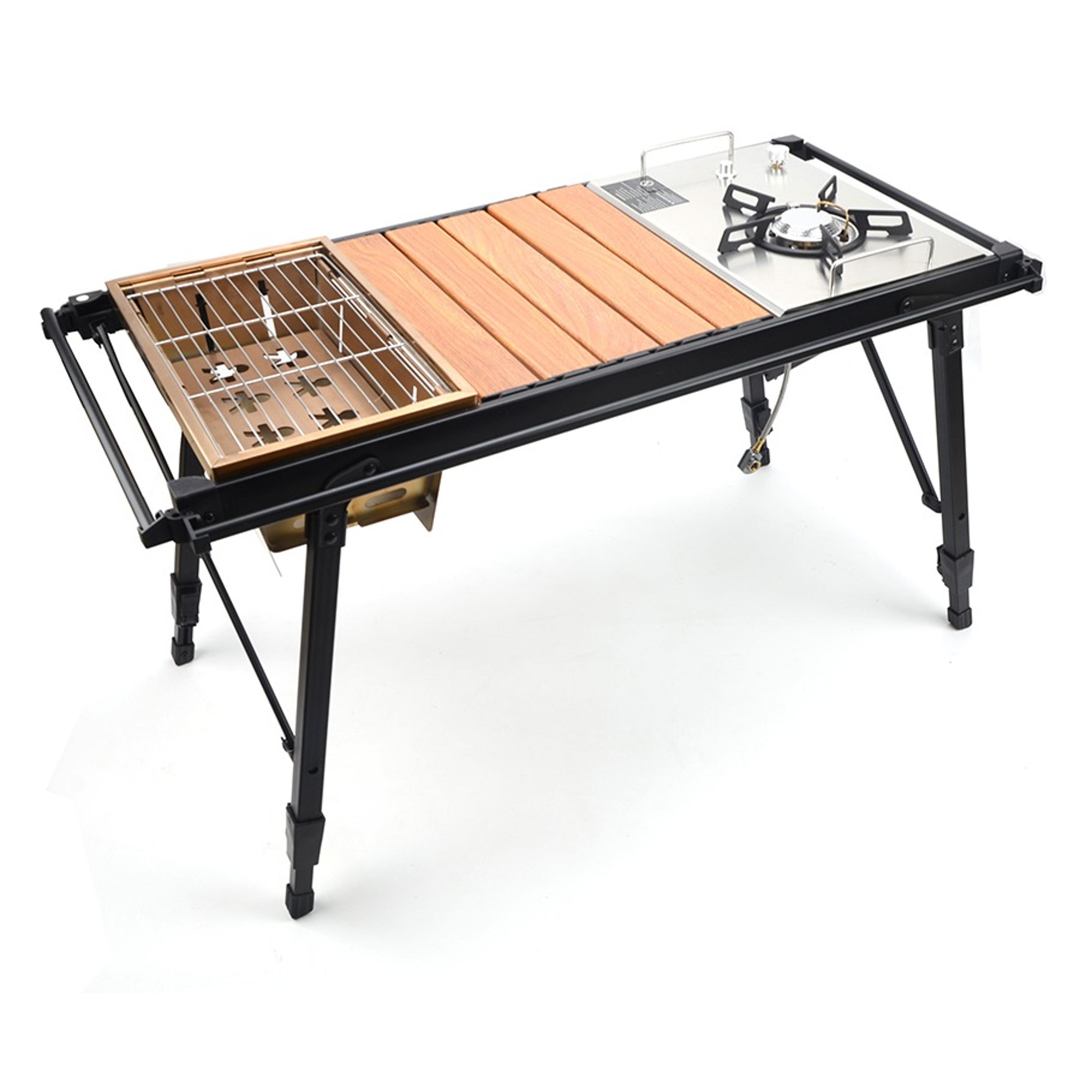 portable igt folding camping table with adjustable height for outdoor cooking