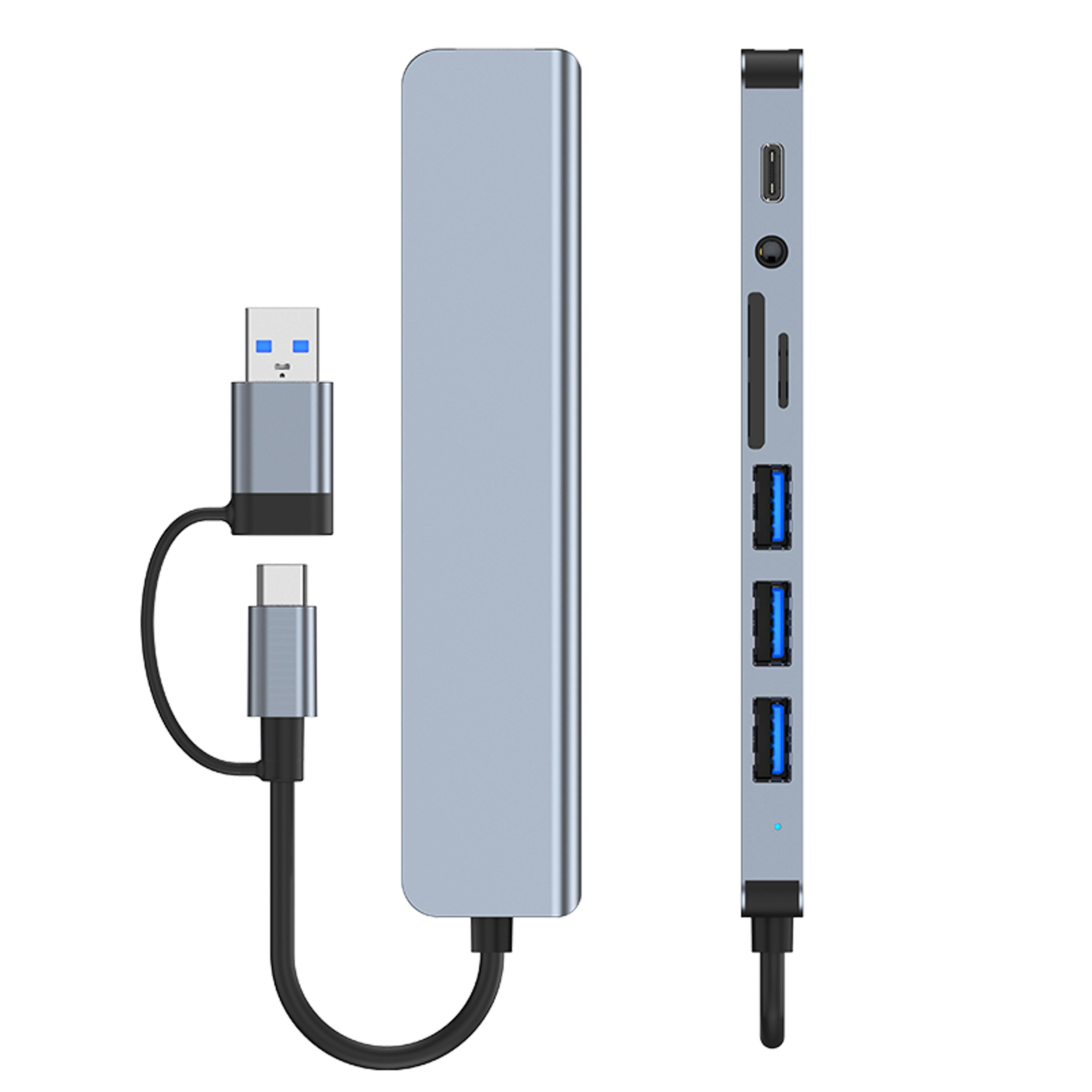 usb c hub multiport adapter with usb 3.0, sd tf card reader and audio port