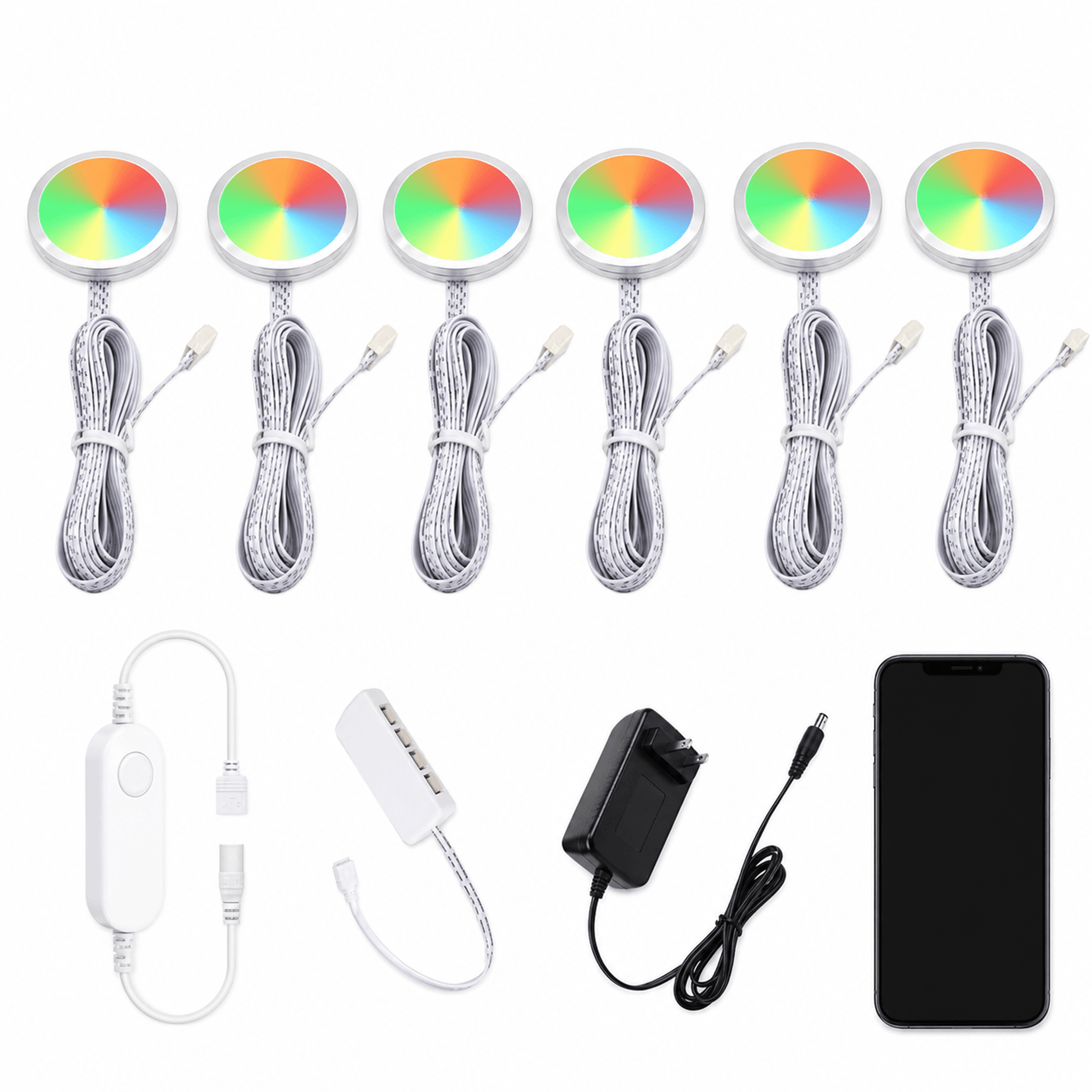 smart wifi rgb under cabinet puck lights with alexa google home control