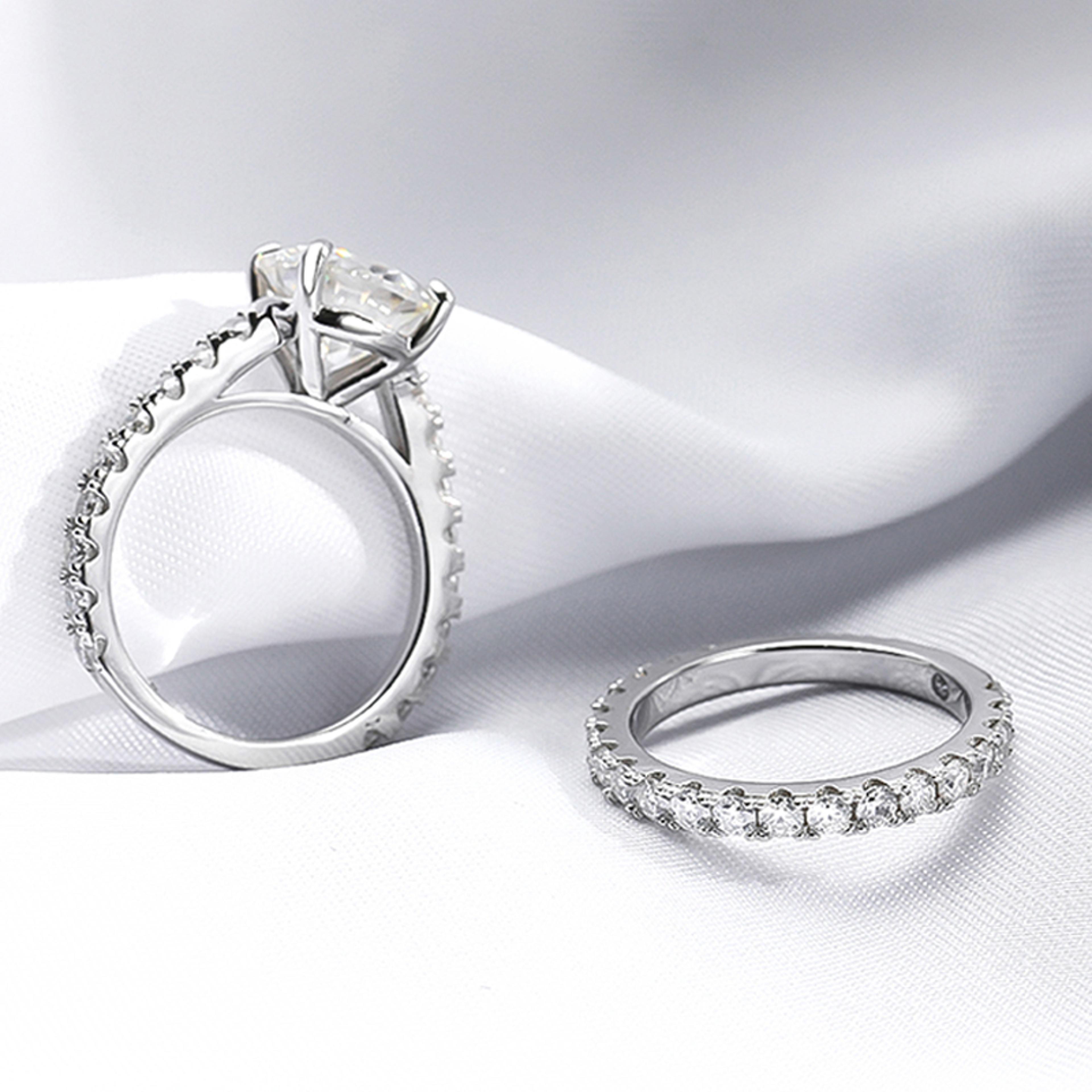 radiant moissanite wedding band 18k plated 925 sterling silver ring
