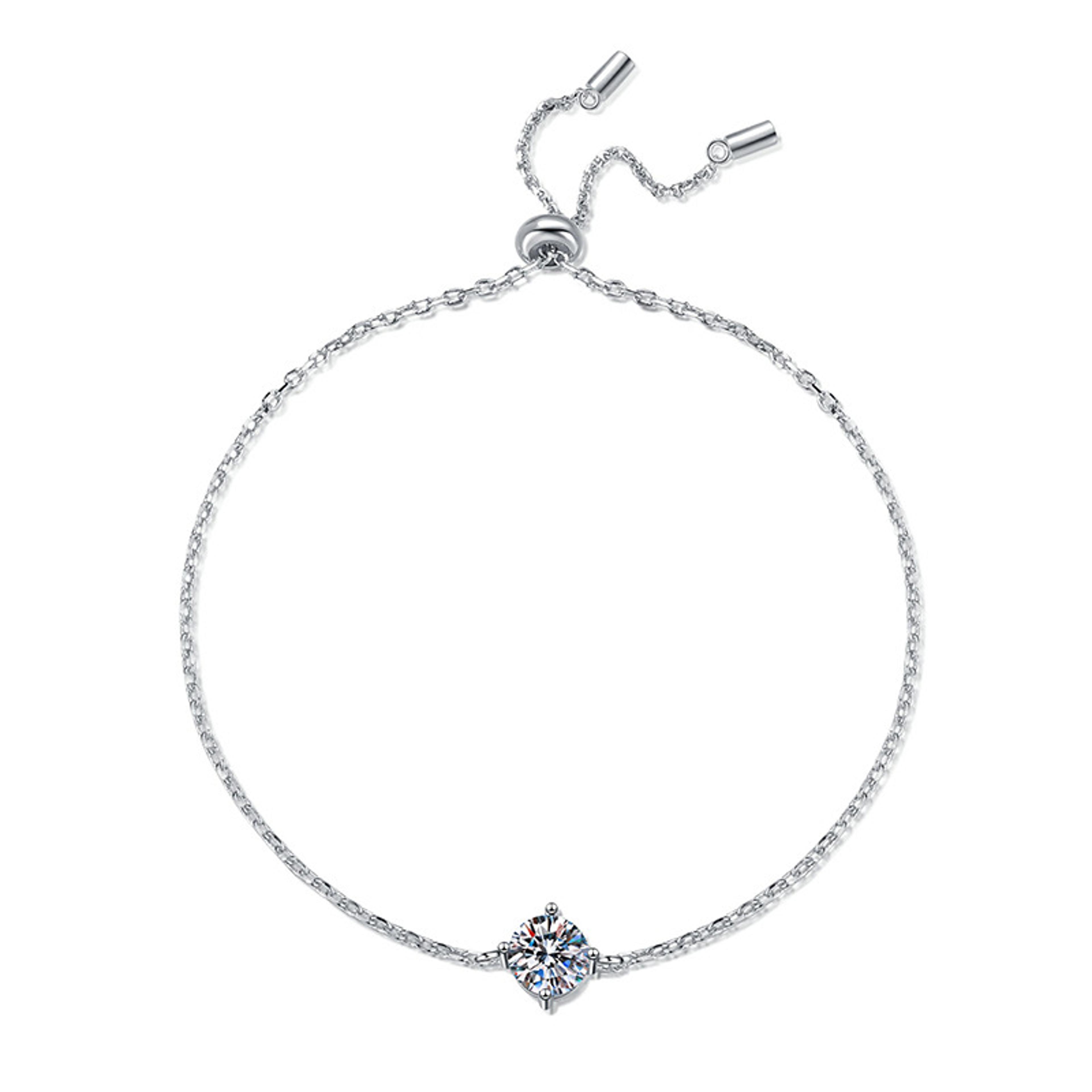 1ct moissanite solitaire bracelet 925 sterling silver adjustable chain for women