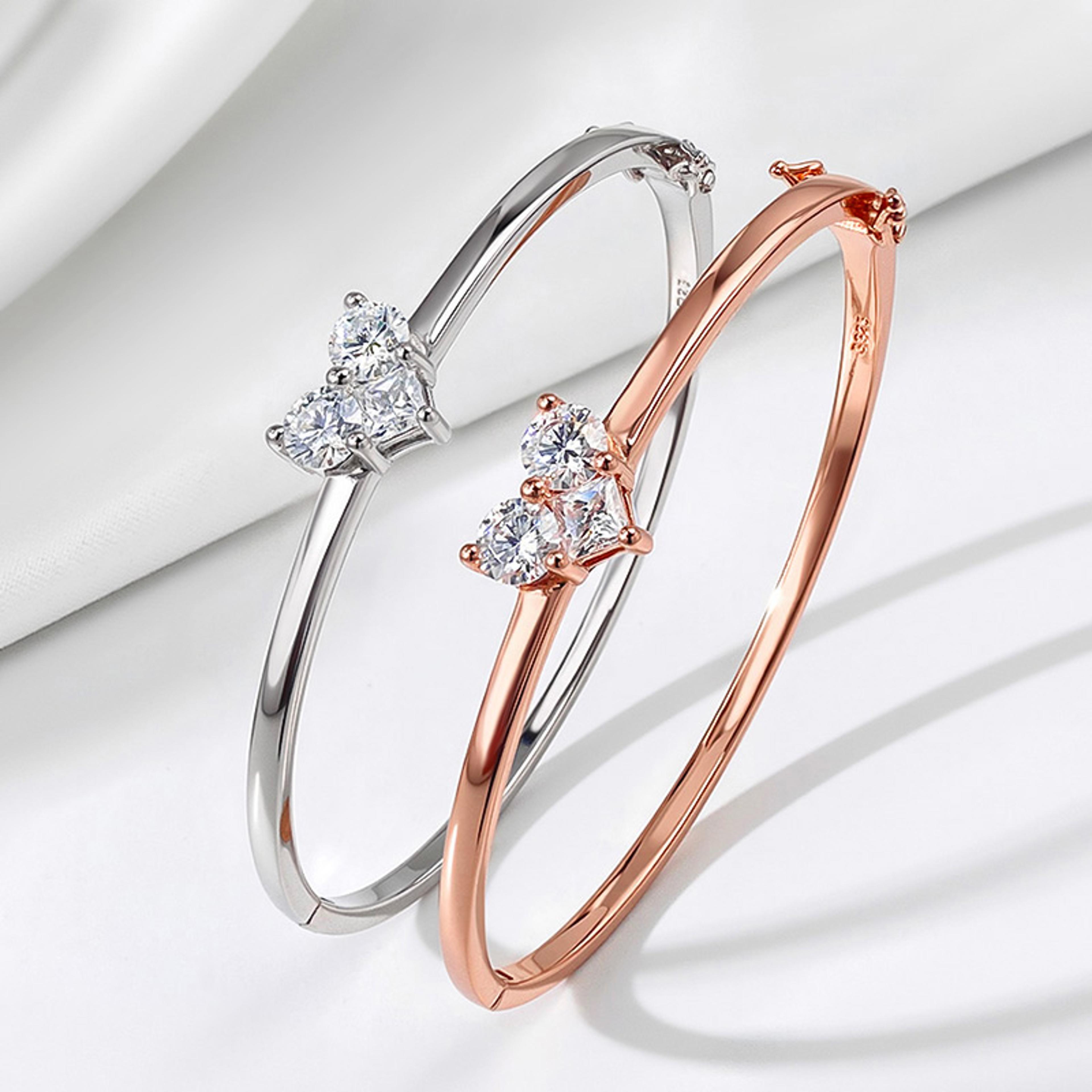 14k white gold plated moissanite bangle bracelet in s925 sterling silver