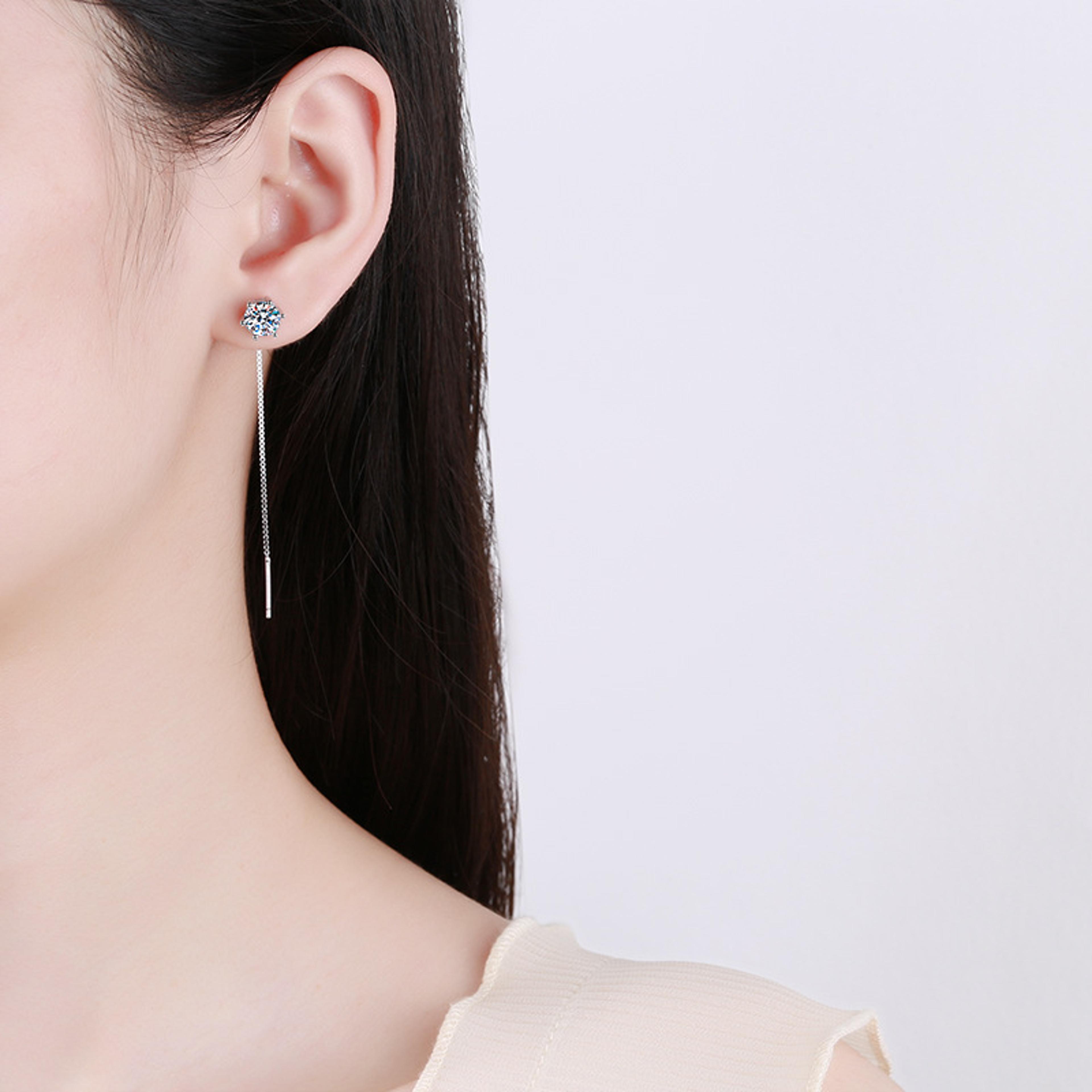 radiant d color moissanite drop earrings in s925 sterling silver