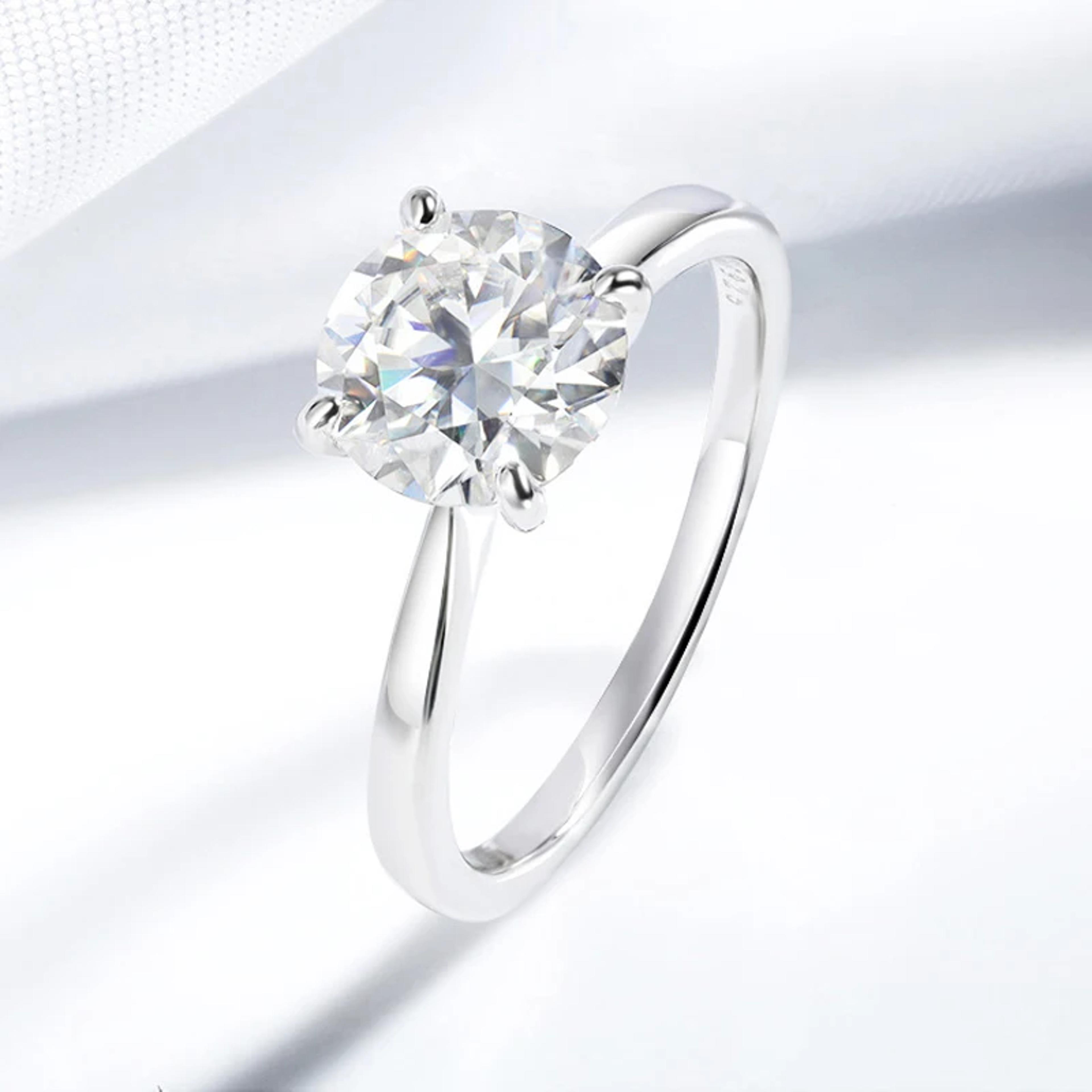 radiant moissanite engagement ring in 925 sterling silver