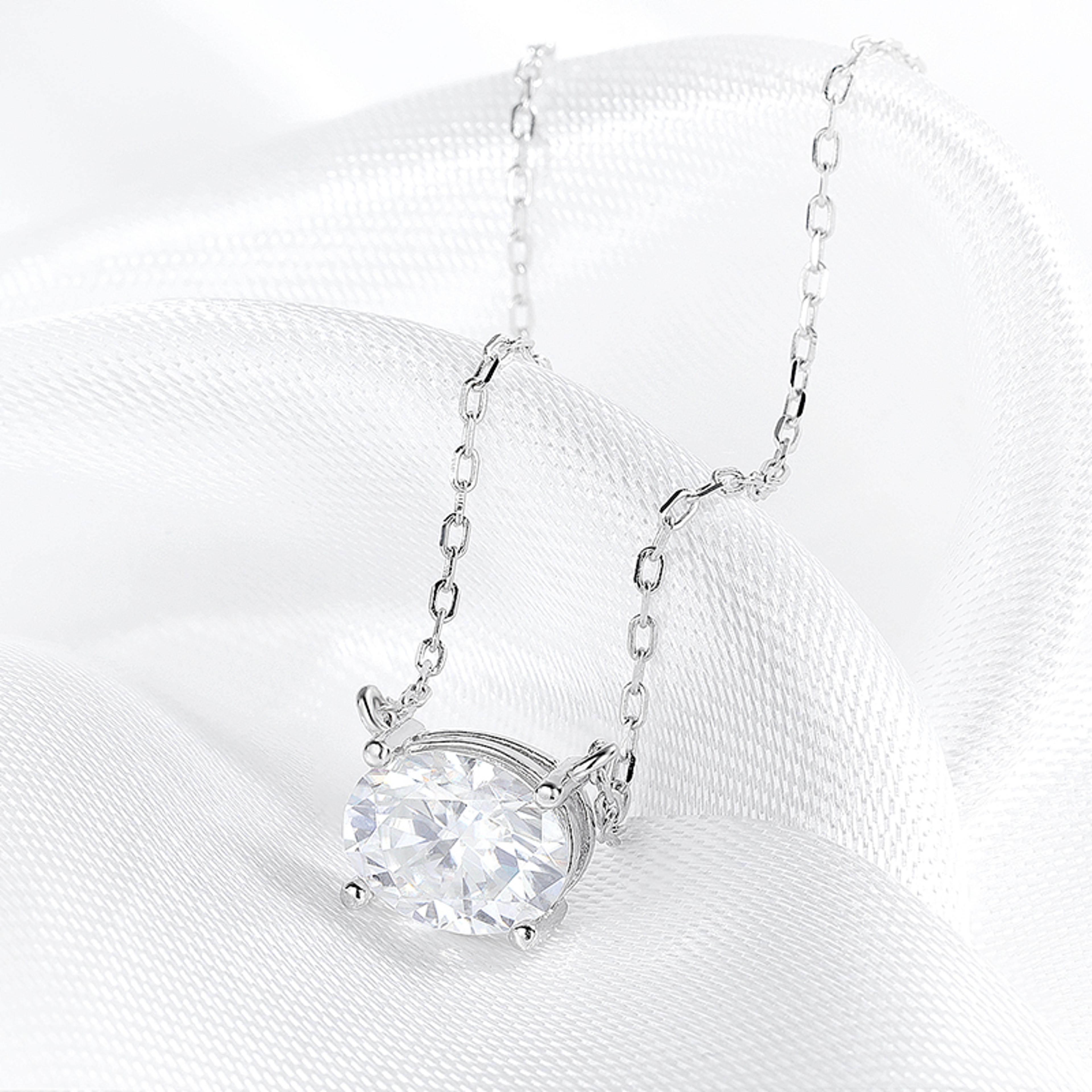 radiant 1 to 3ct moissanite pendant necklace in 925 sterling silver