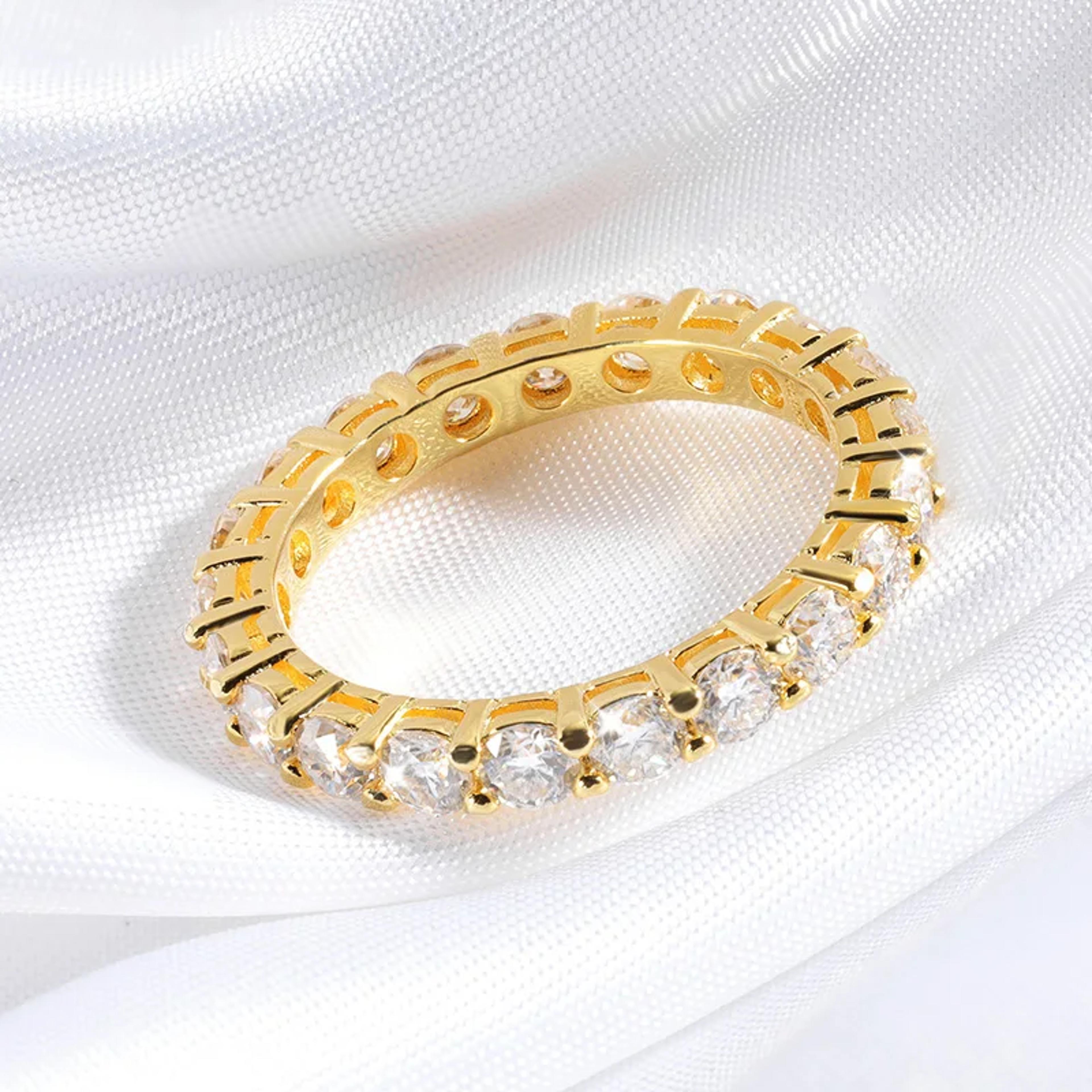 moissanite eternity ring 18k gold plated 925 sterling silver wedding band