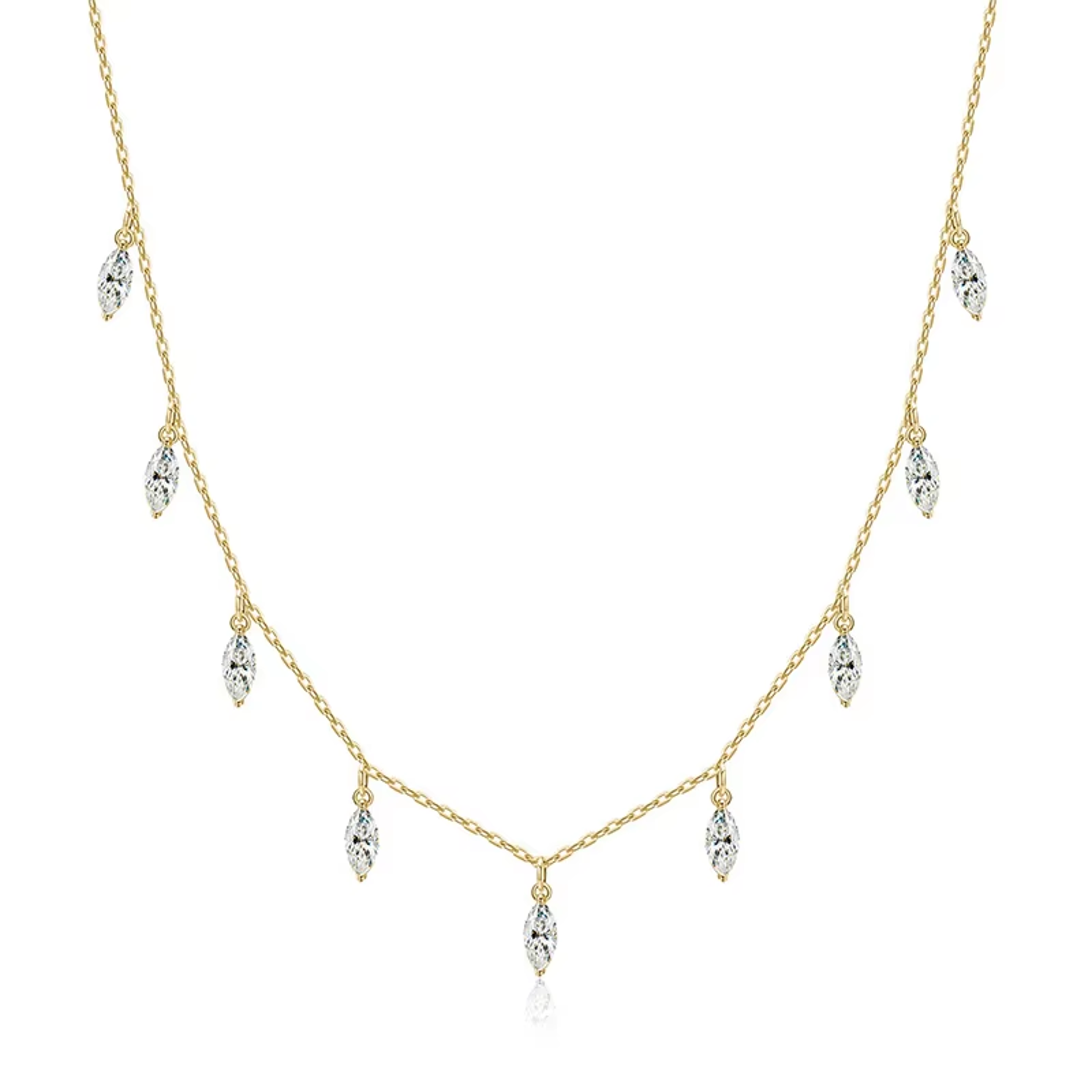 marquise moissanite necklace 925 sterling silver nine stone pendant for women