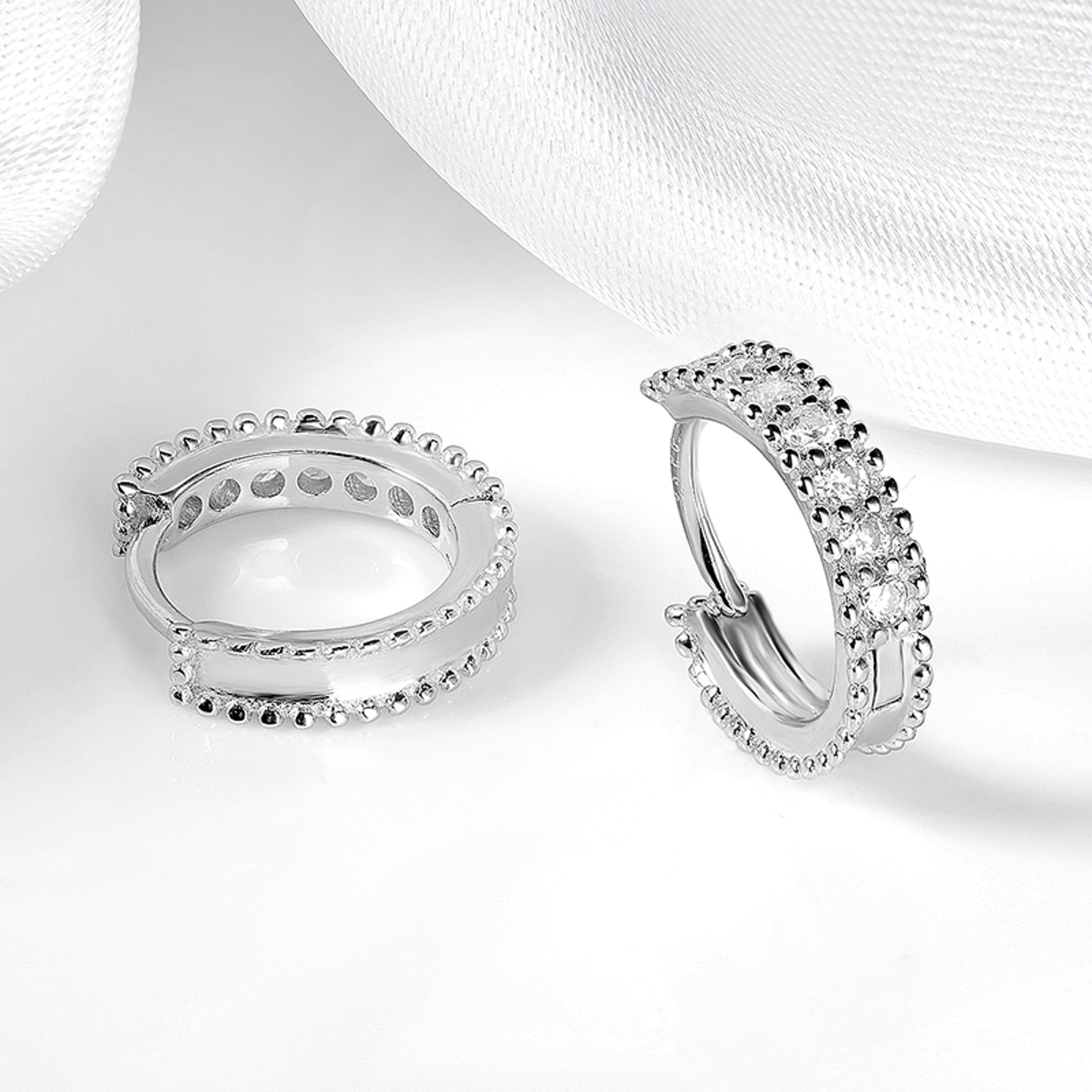 d color 0.14ct moissanite huggie hoop earrings in 925 sterling silver