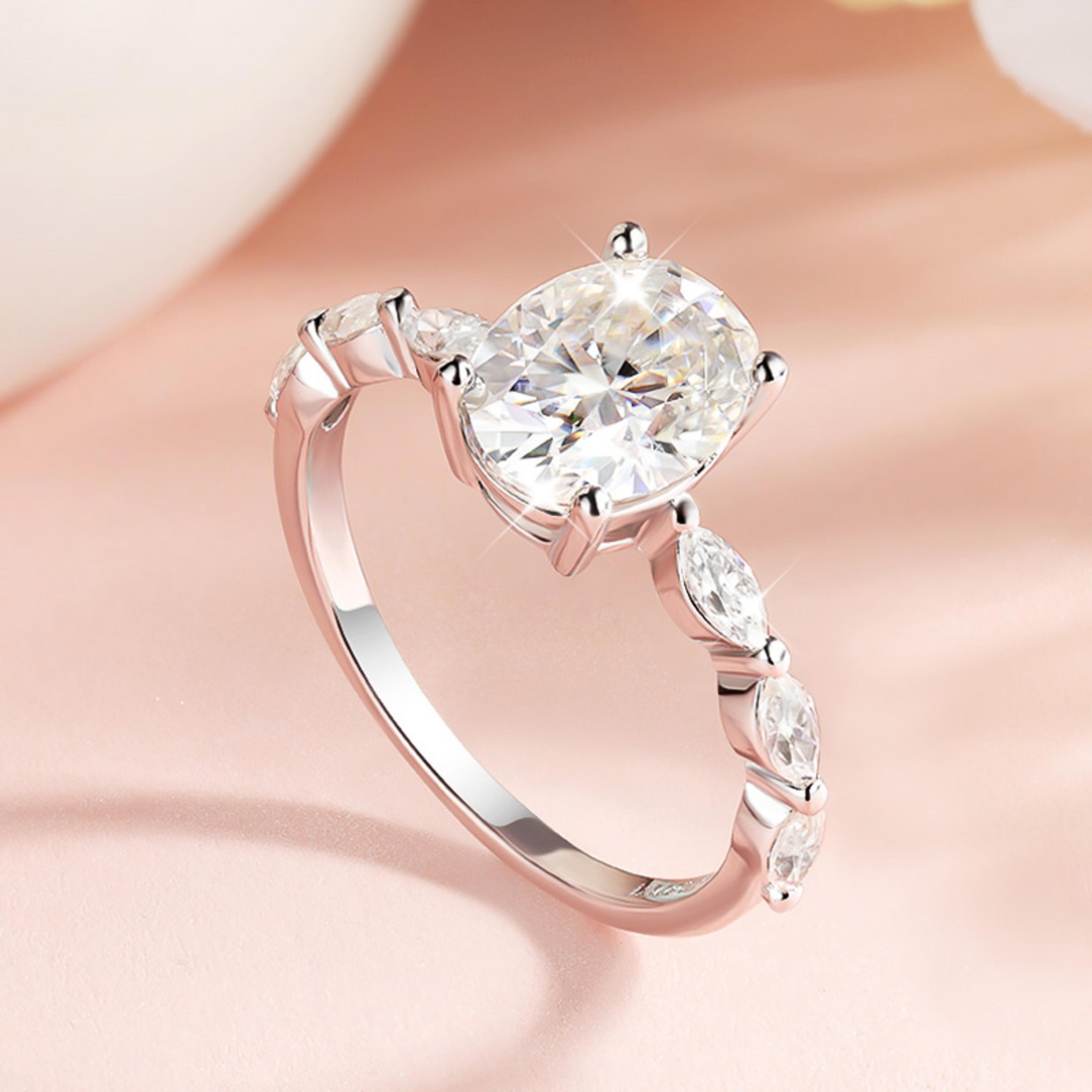 oval cut moissanite engagement ring 1ct 2ct s925 sterling silver bridal ring