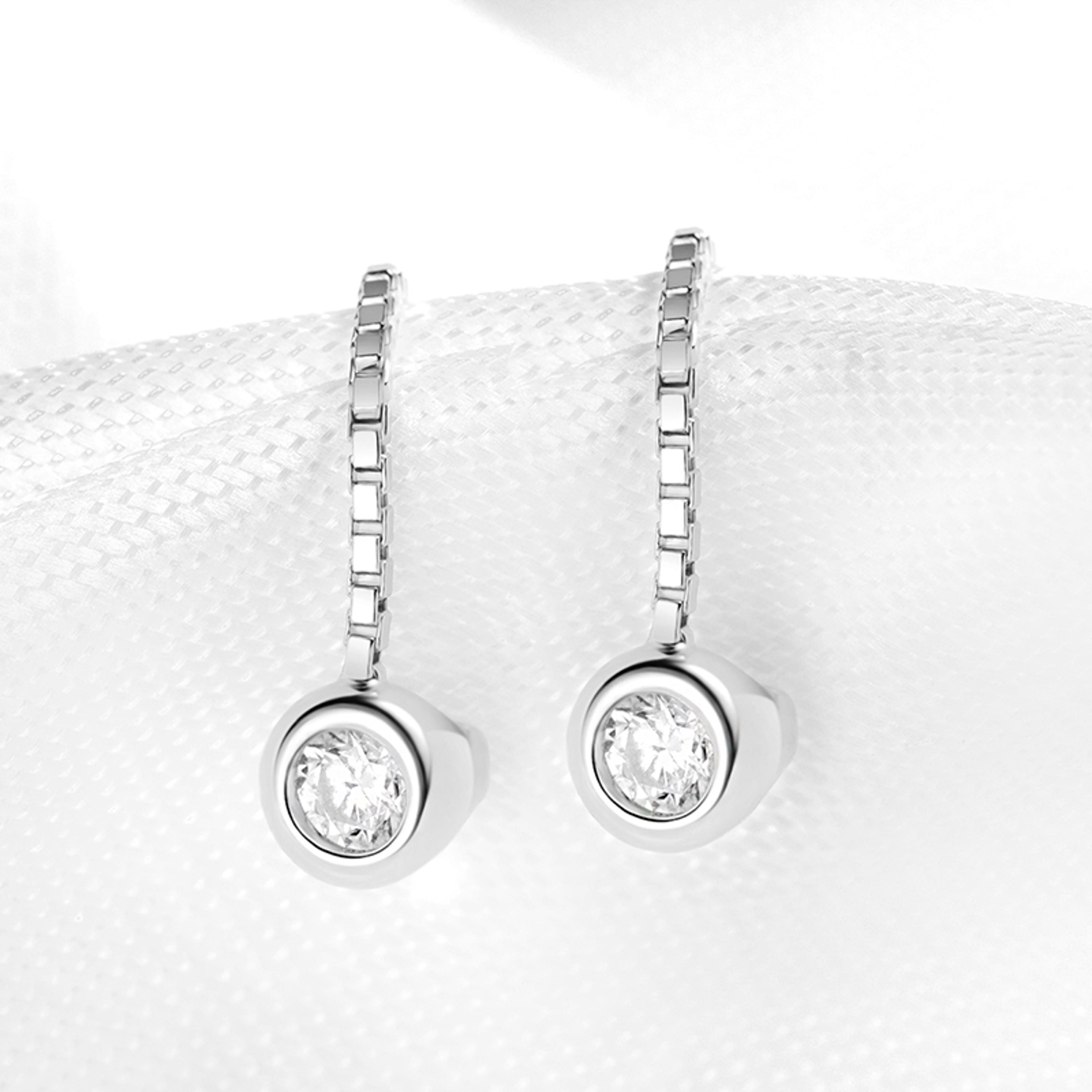 3mm moissanite tassel drop earrings in 925 sterling silver