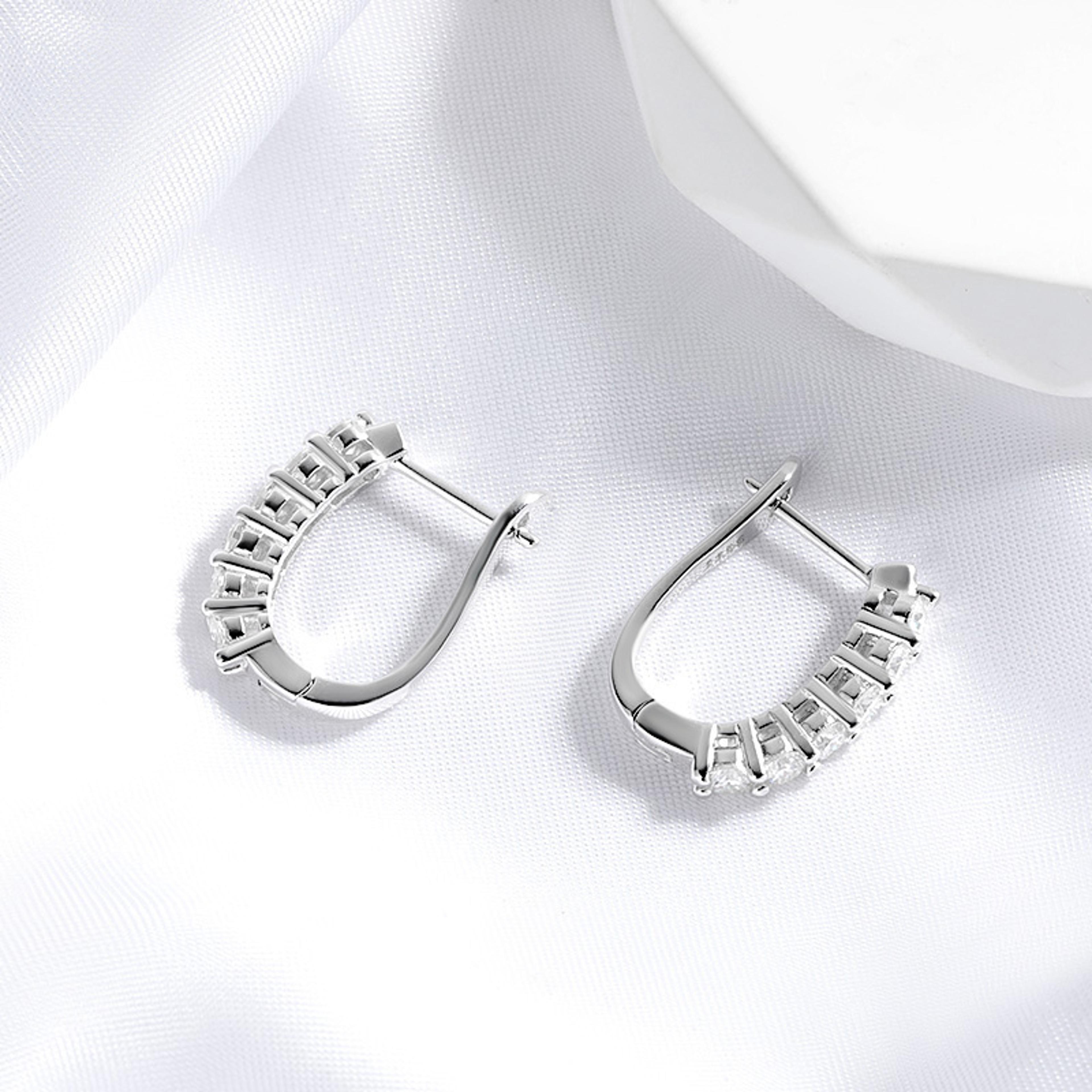 radiant halo moissanite hoop earrings in 925 sterling silver