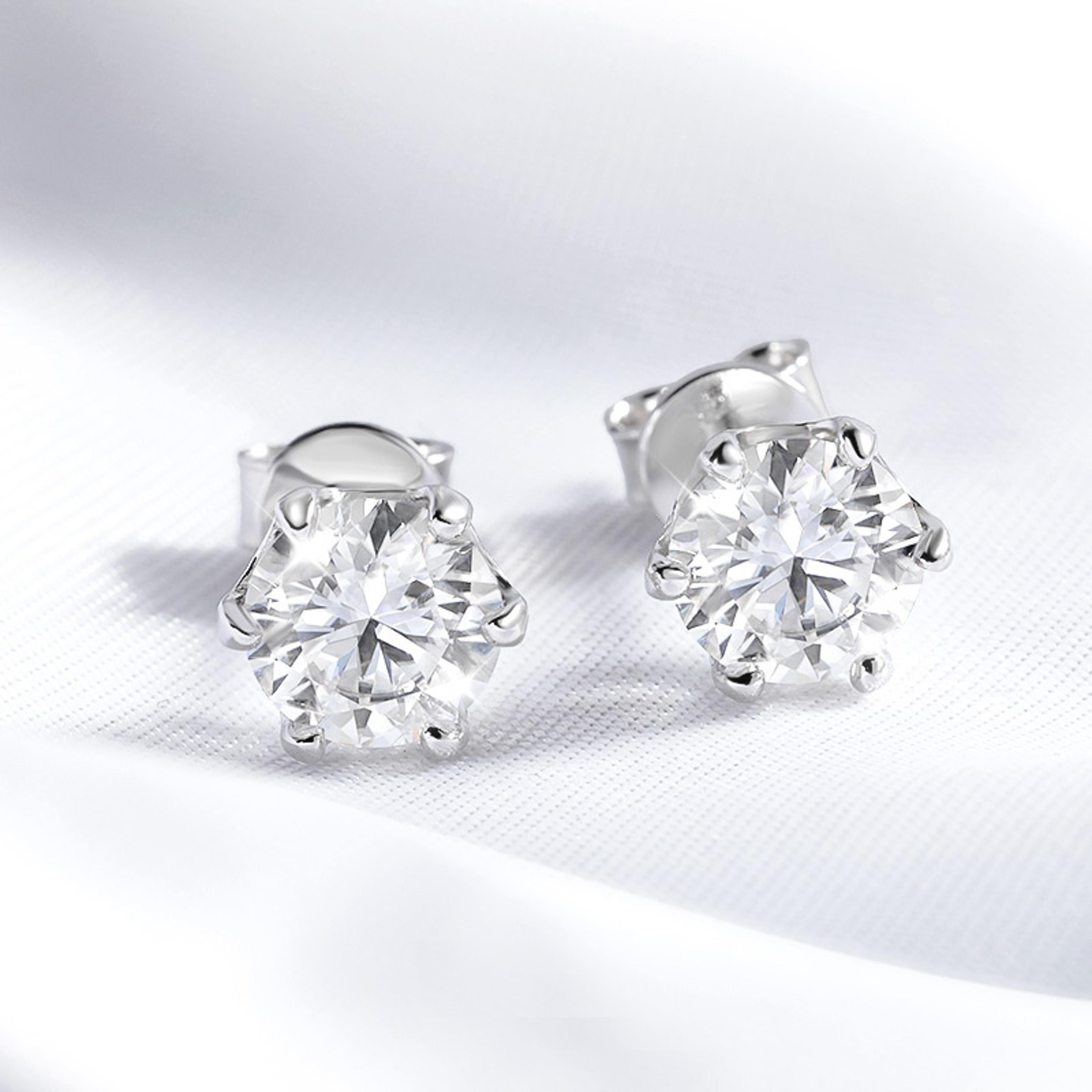 d color moissanite stud earrings in 925 sterling silver