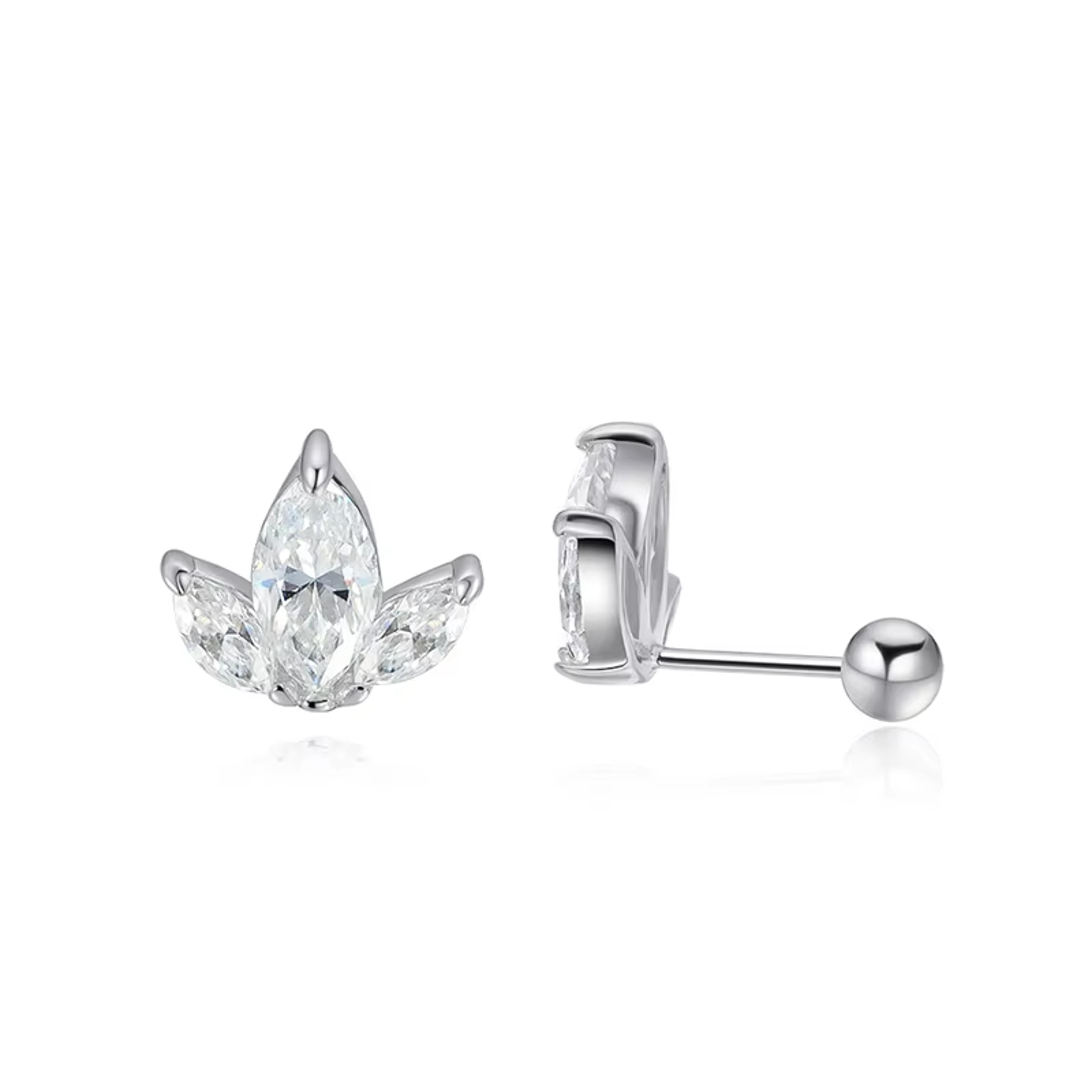 marquise cut moissanite stud earrings in 925 sterling silver