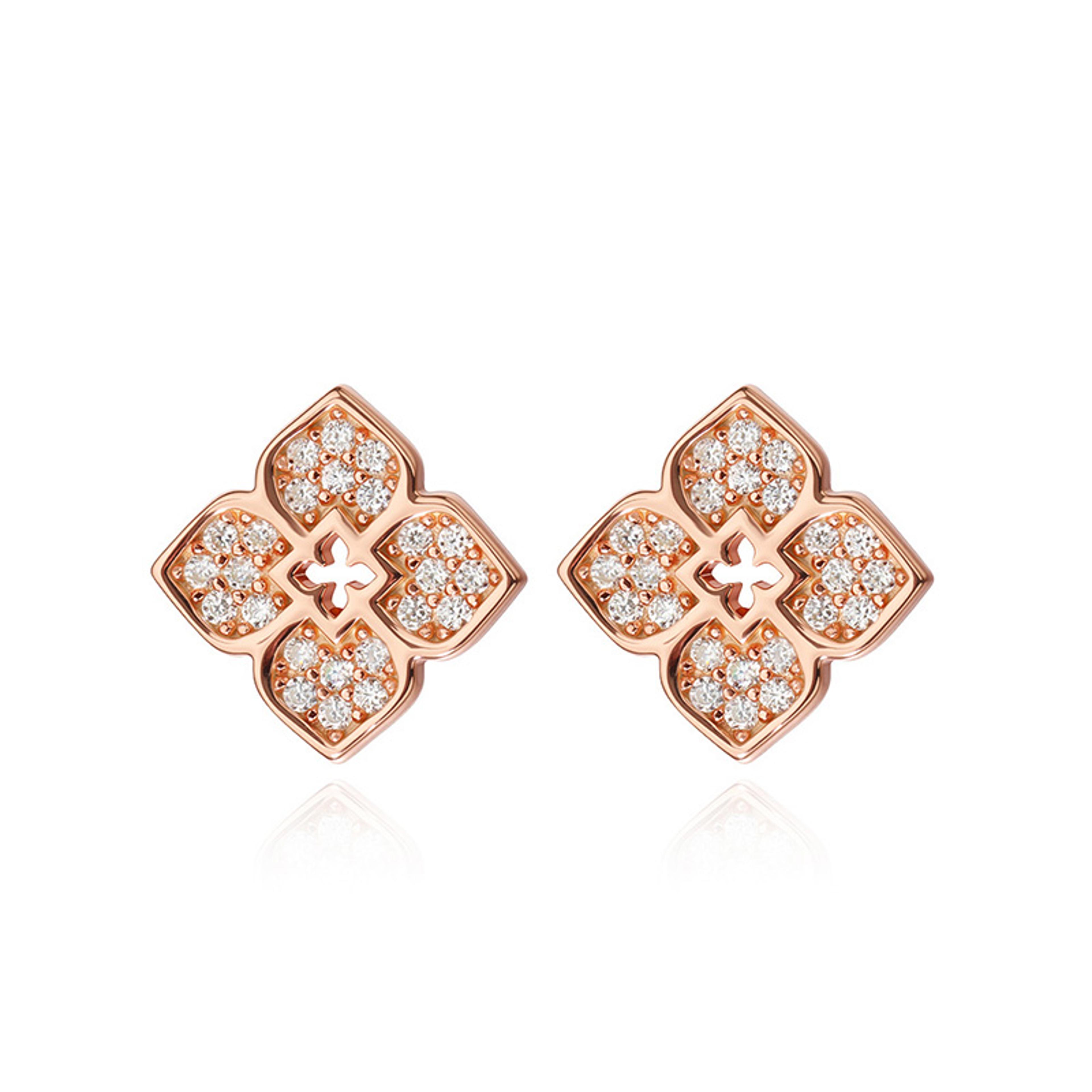 radiant bloom moissanite flower stud earrings in 925 sterling silver