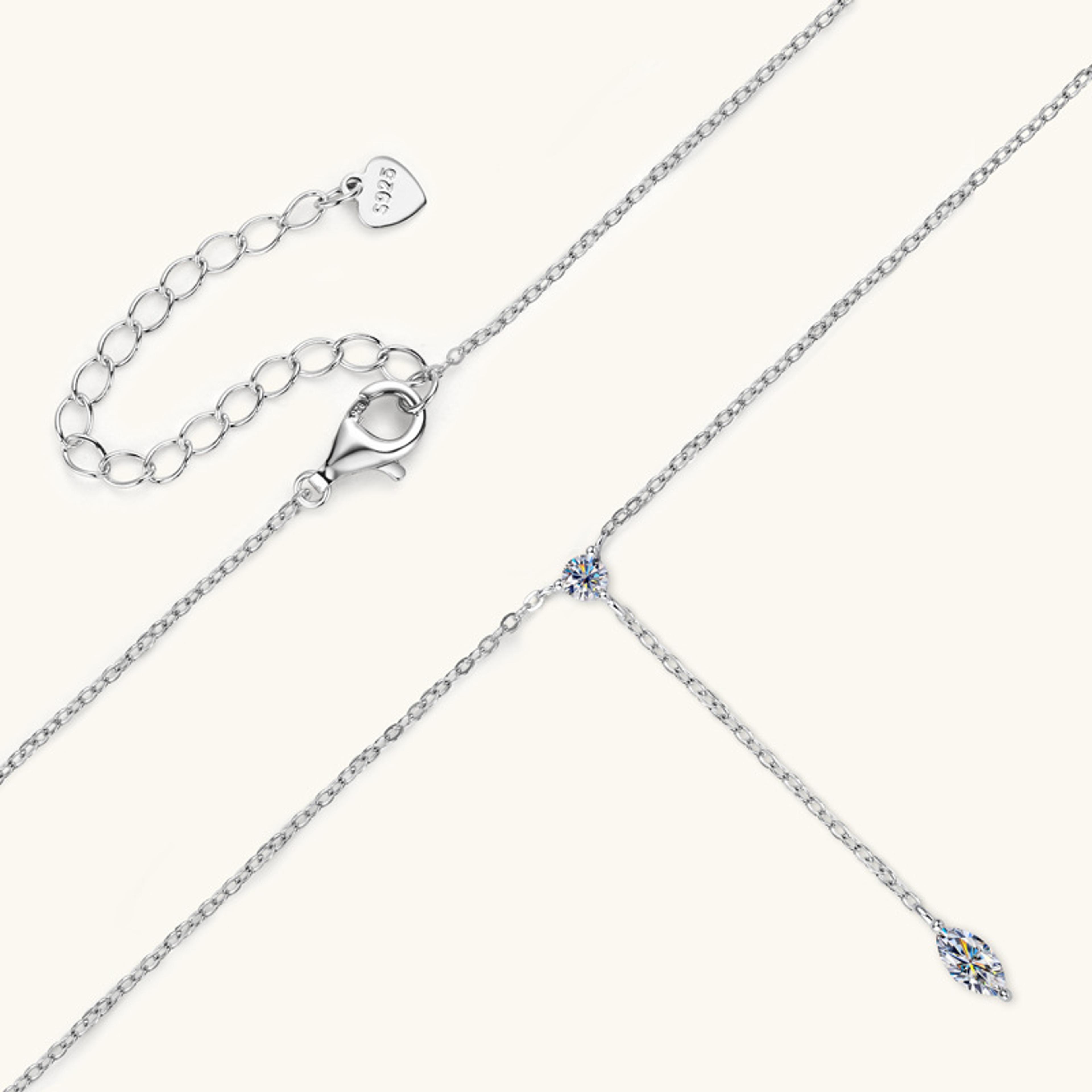 marquise moissanite y drop necklace 925 sterling silver d color pendant