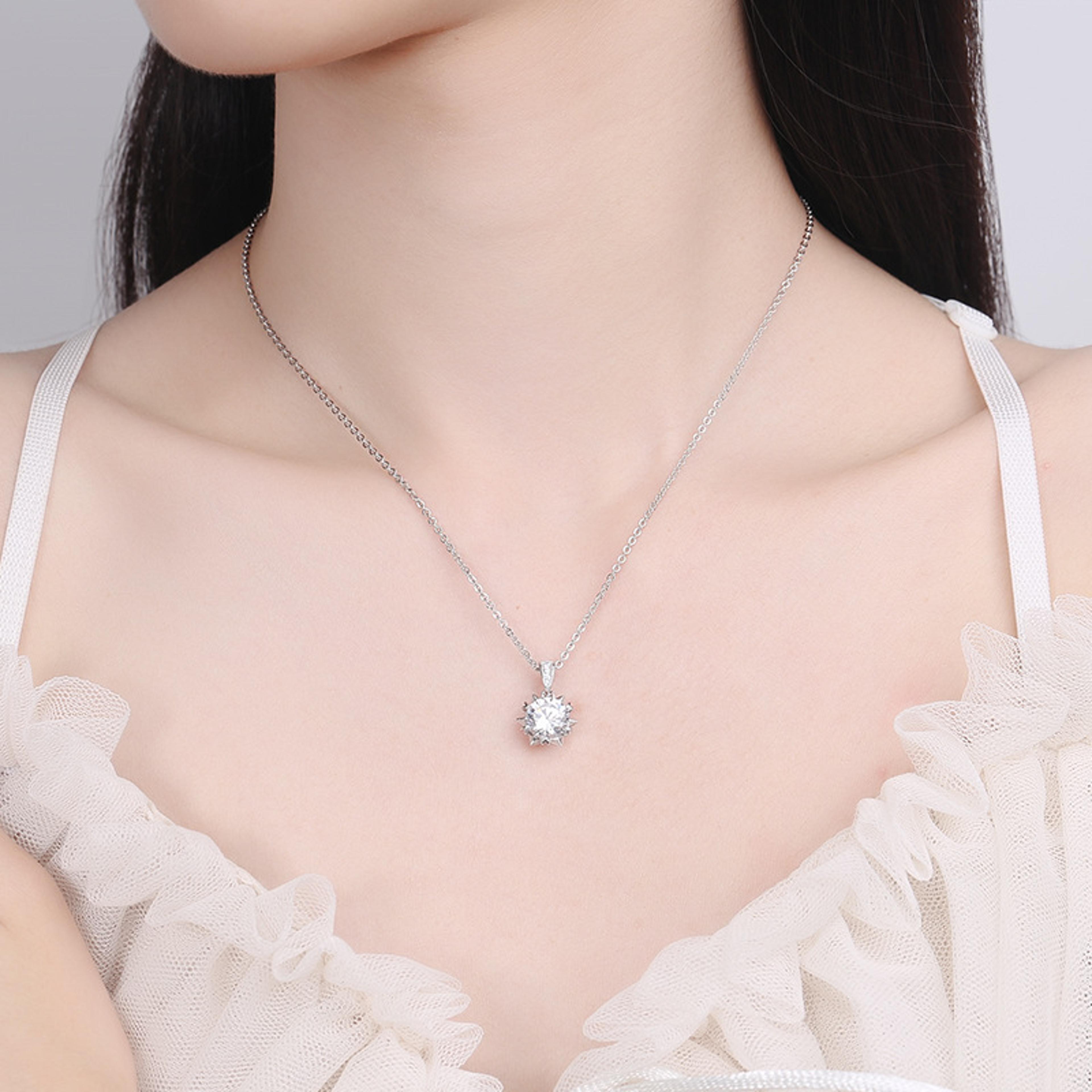 moissanite necklace brilliant cut 925 sterling silver pendant