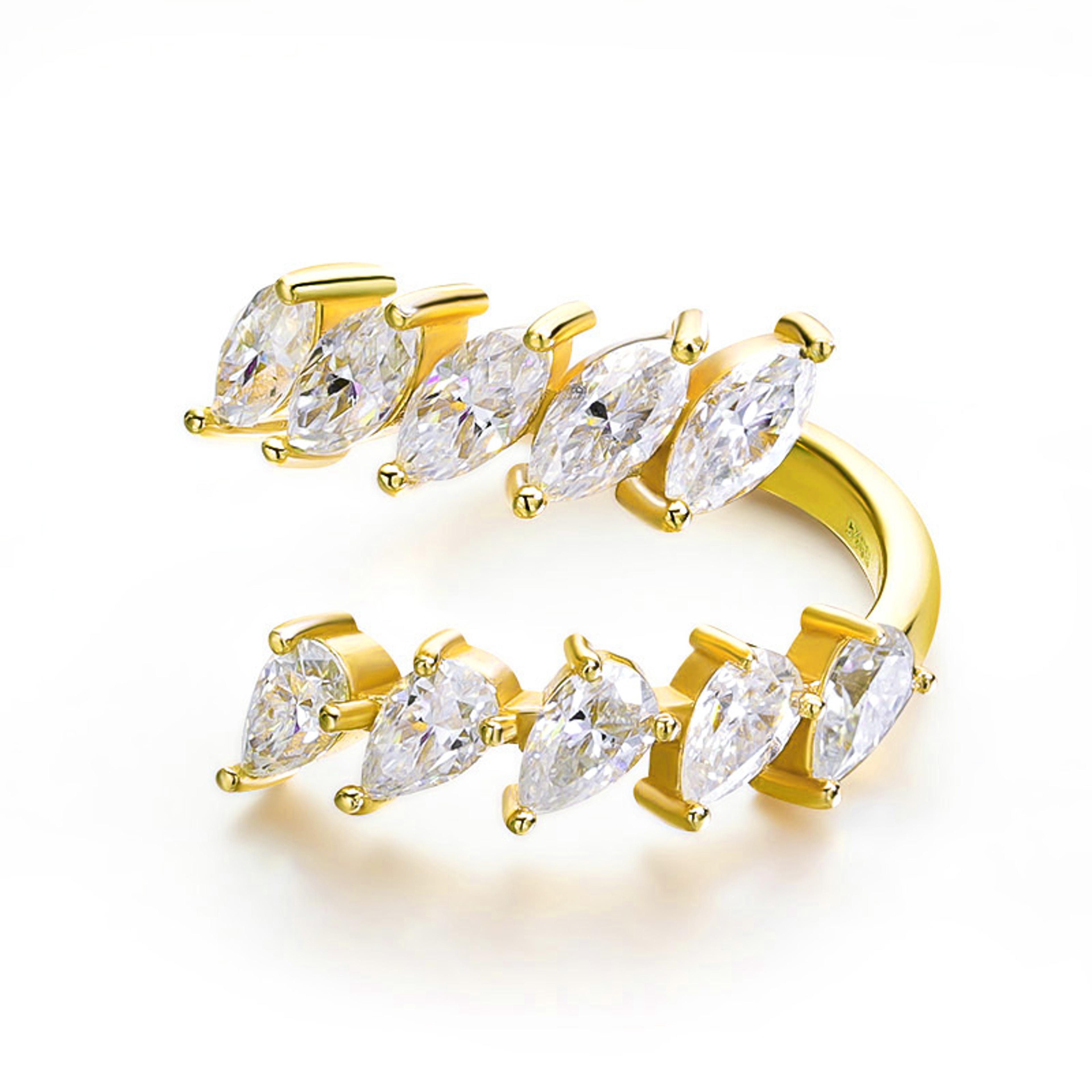 pear marquise moissanite ring d color sterling silver wedding band