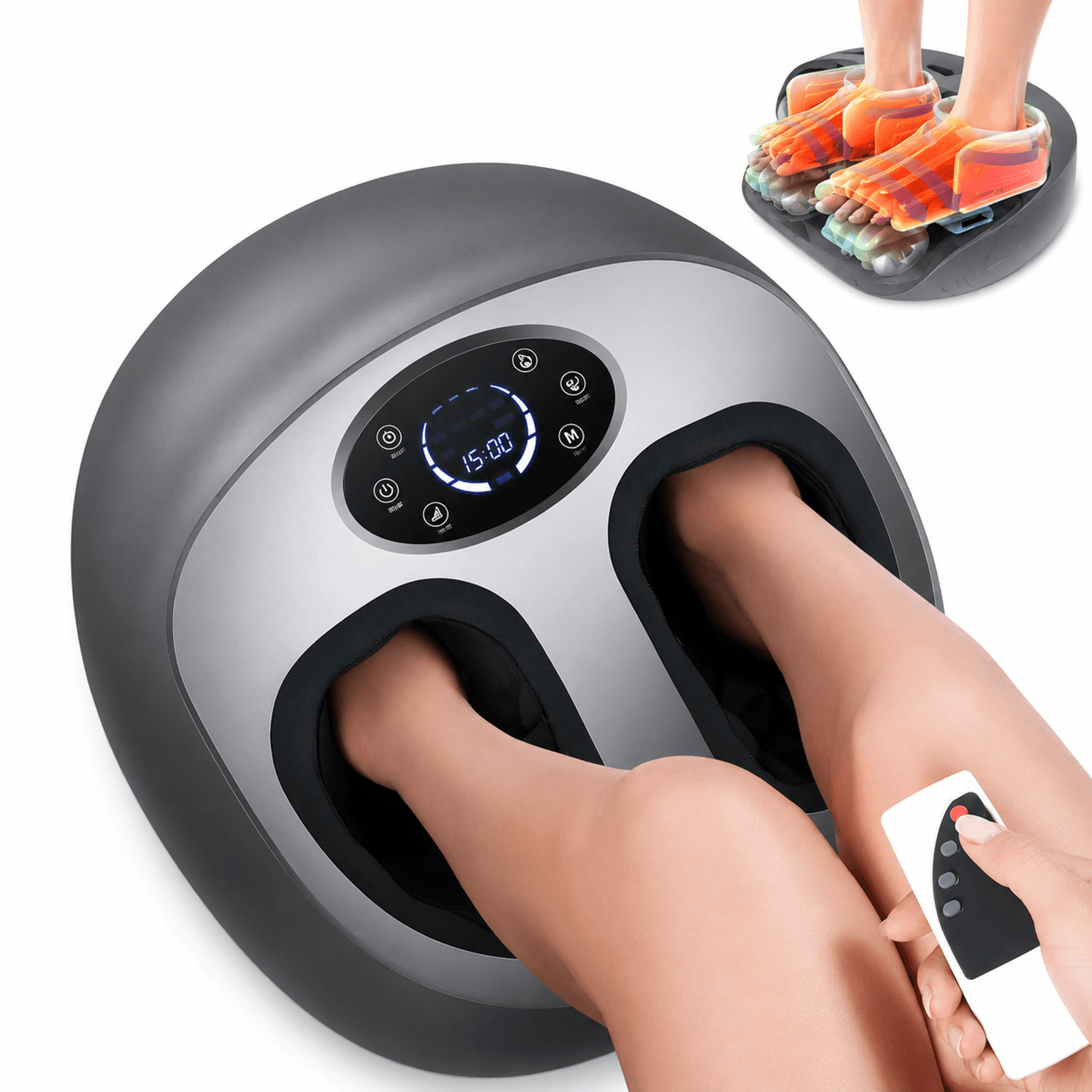smart 6d air compression heated foot massager with remote control