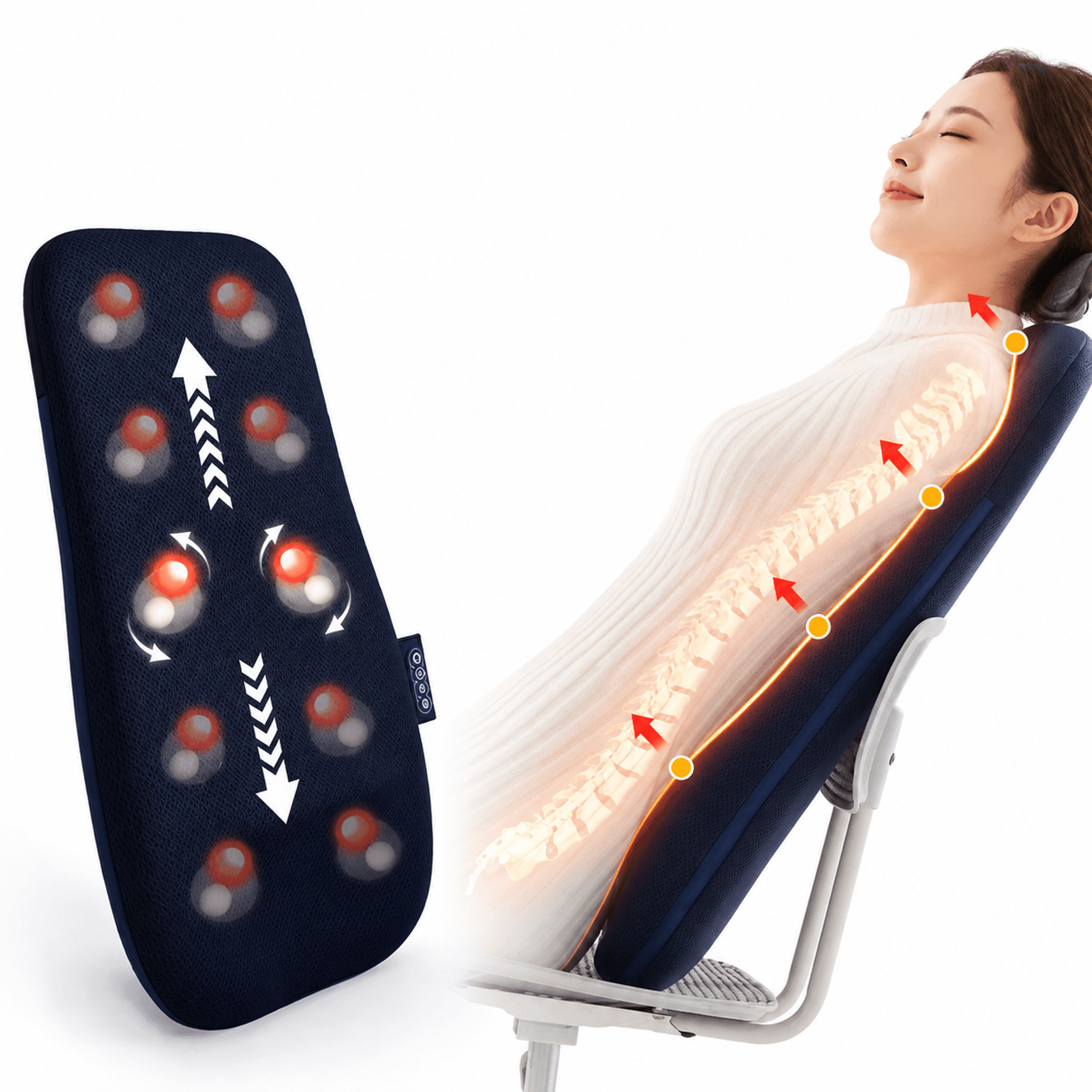 heated back massager cushion with kneading spot massage