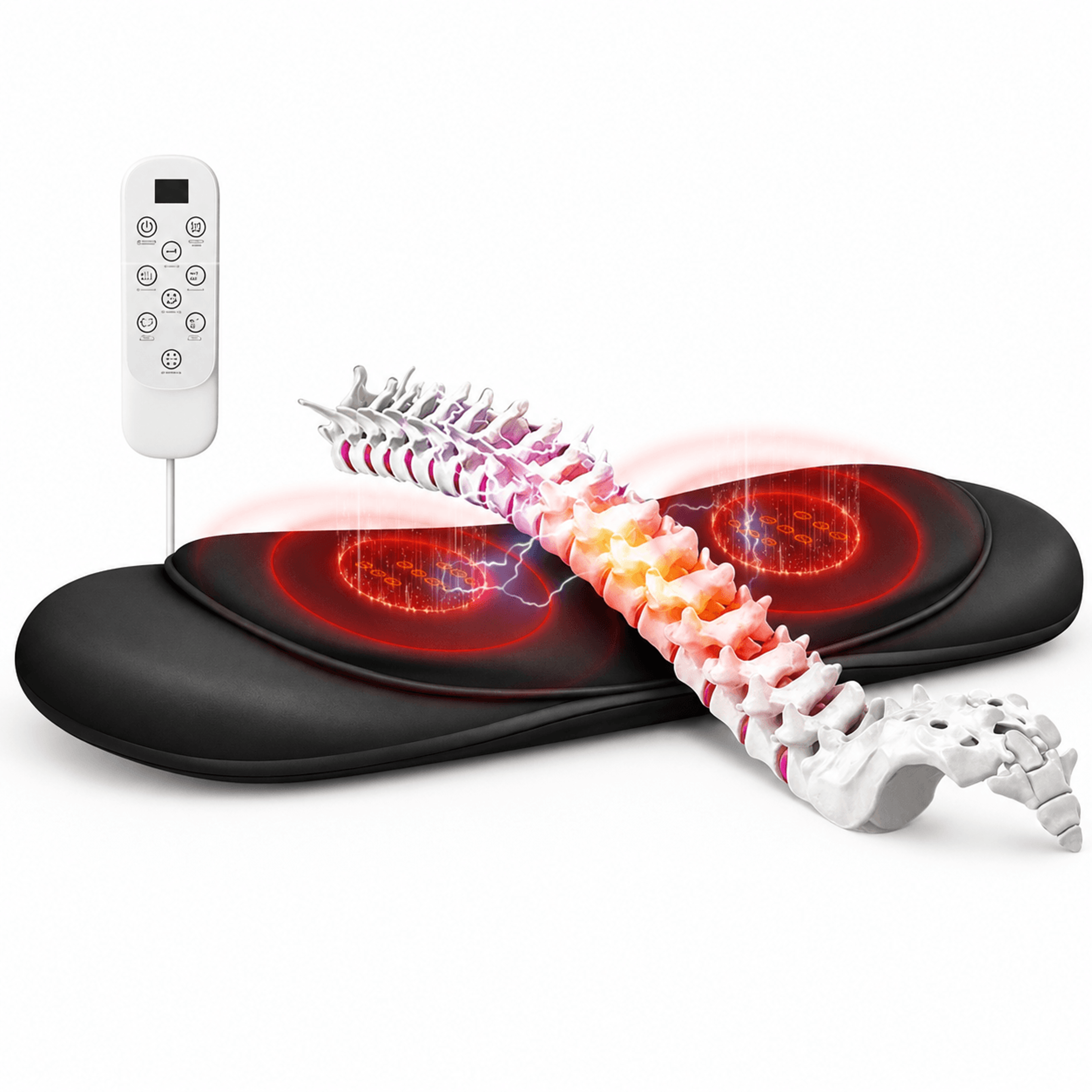 heated lumbar lift massager with pulse therapy and back stretching