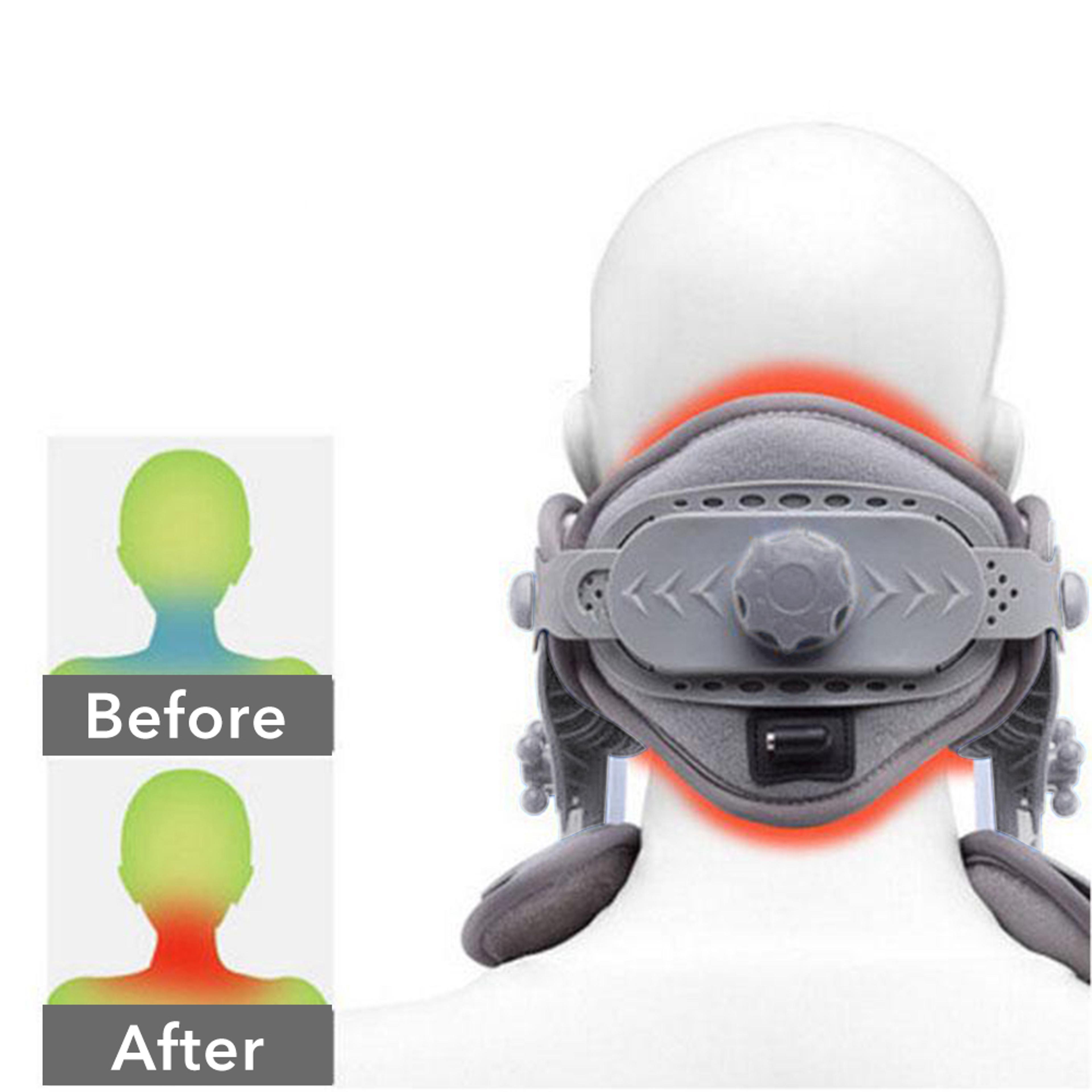 heated cervical traction device adjustable neck stretcher and support collar