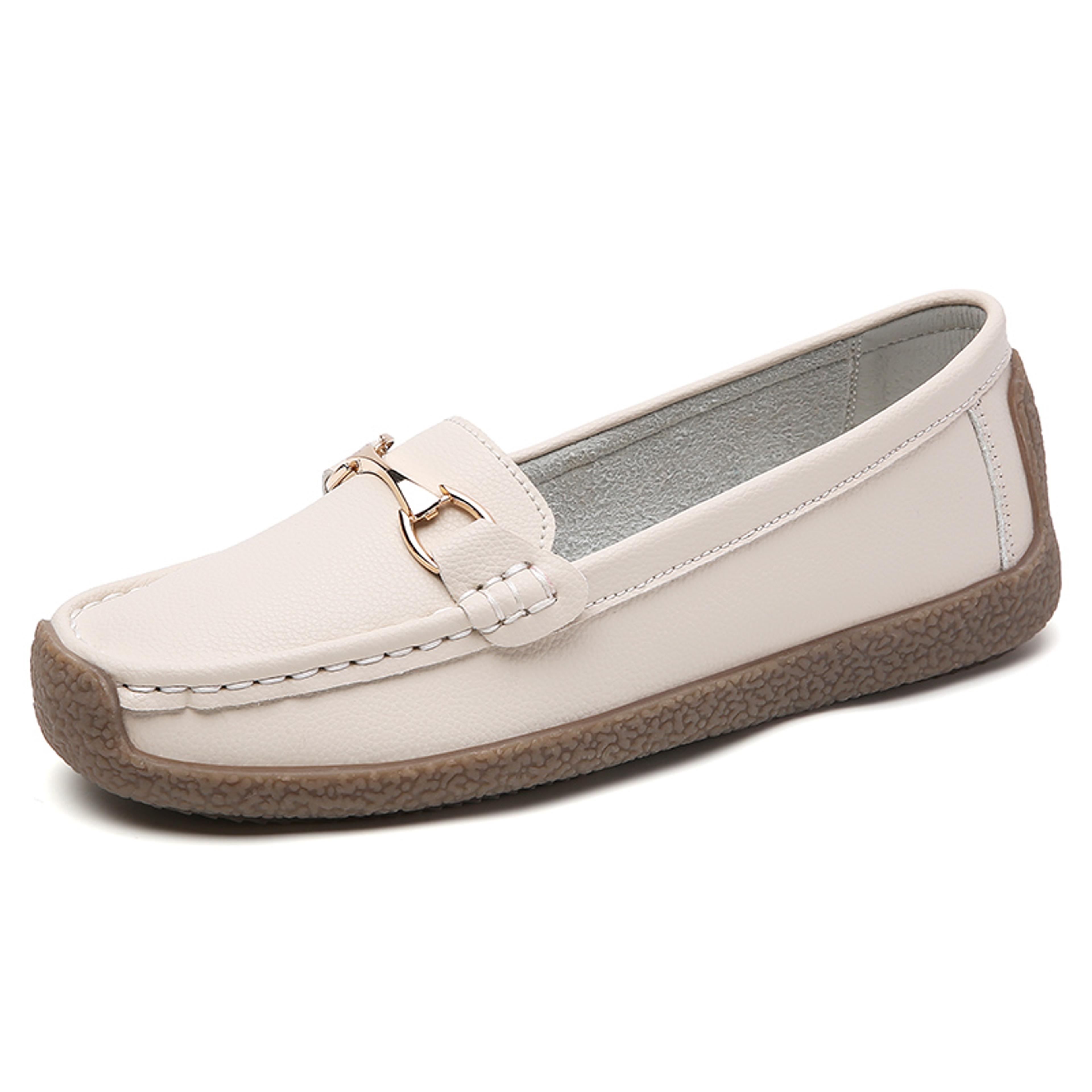 comfortable women slip on loafers leather moccasin casual boat shoes