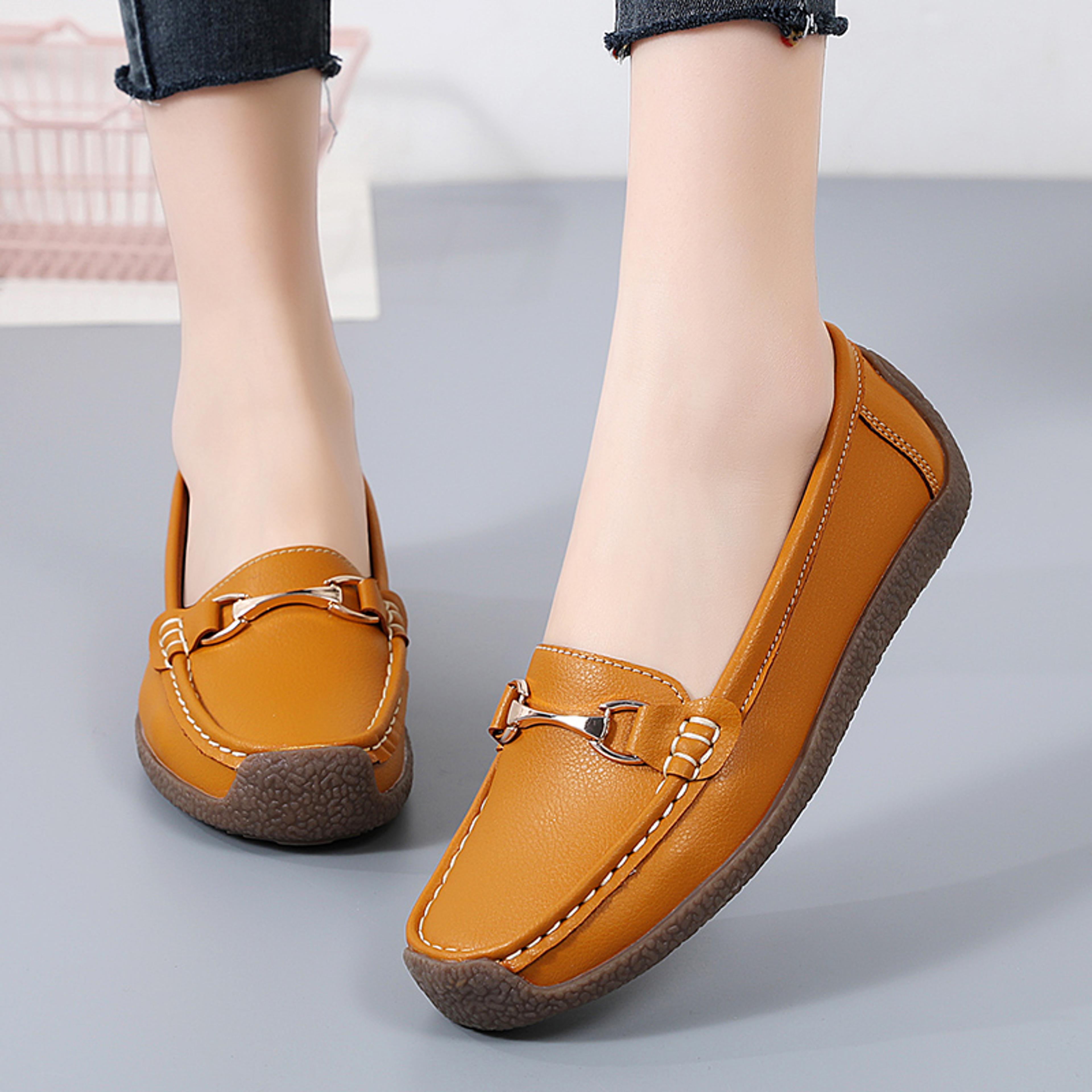 comfortable women slip on loafers leather moccasin casual boat shoes