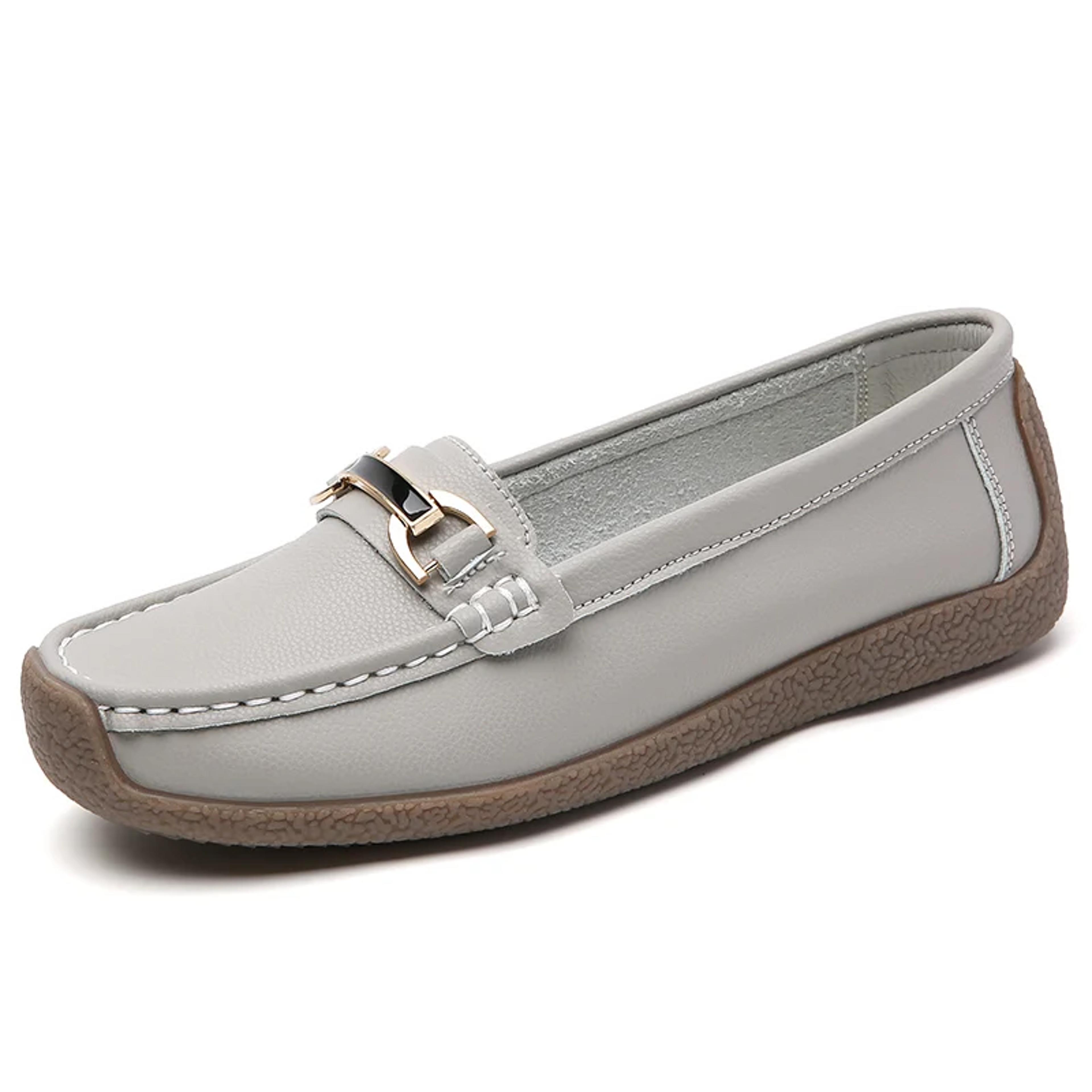comfort leather slip on loafers for women casual moccasin flats