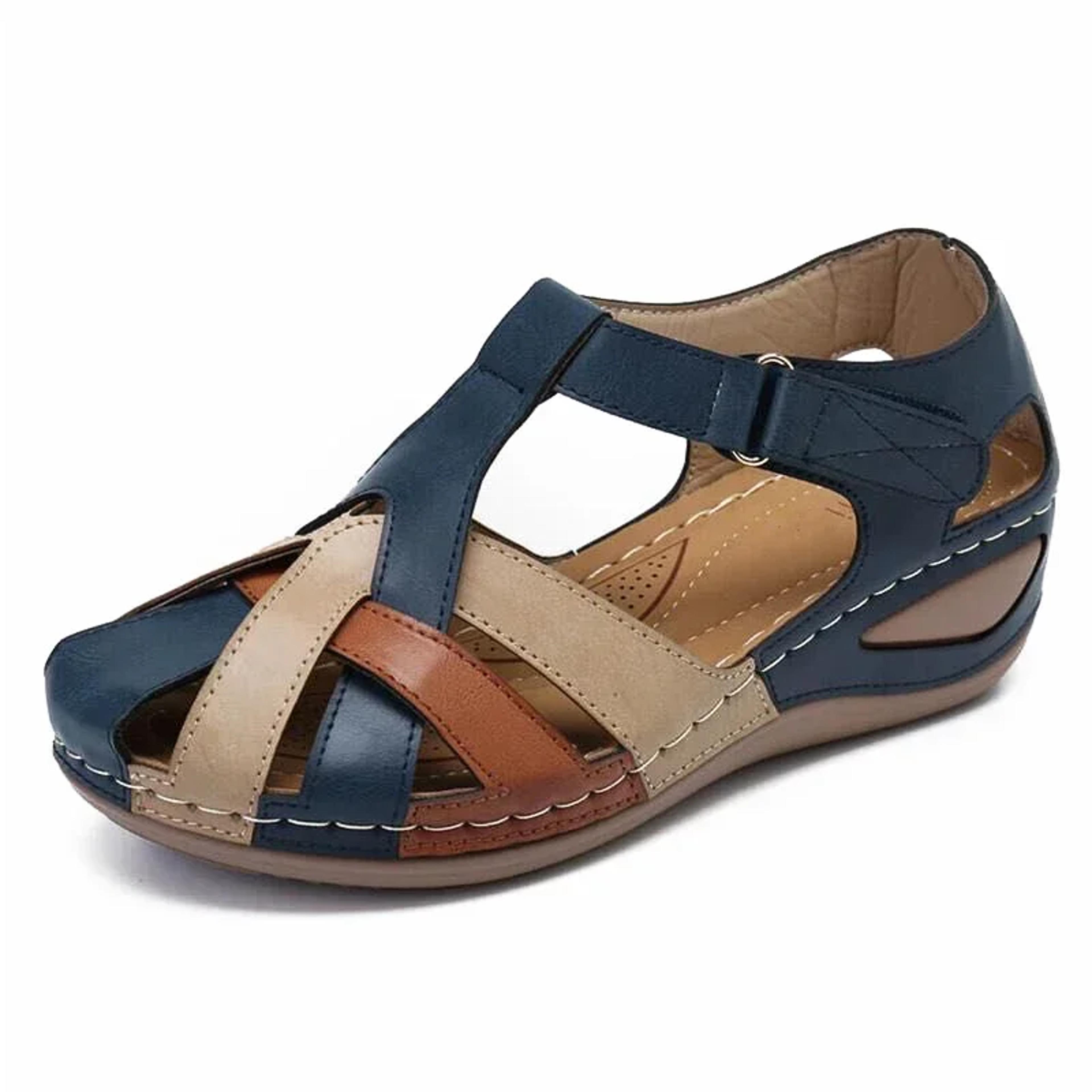 comfortable women's platform sandals with arch support and adjustable buckle