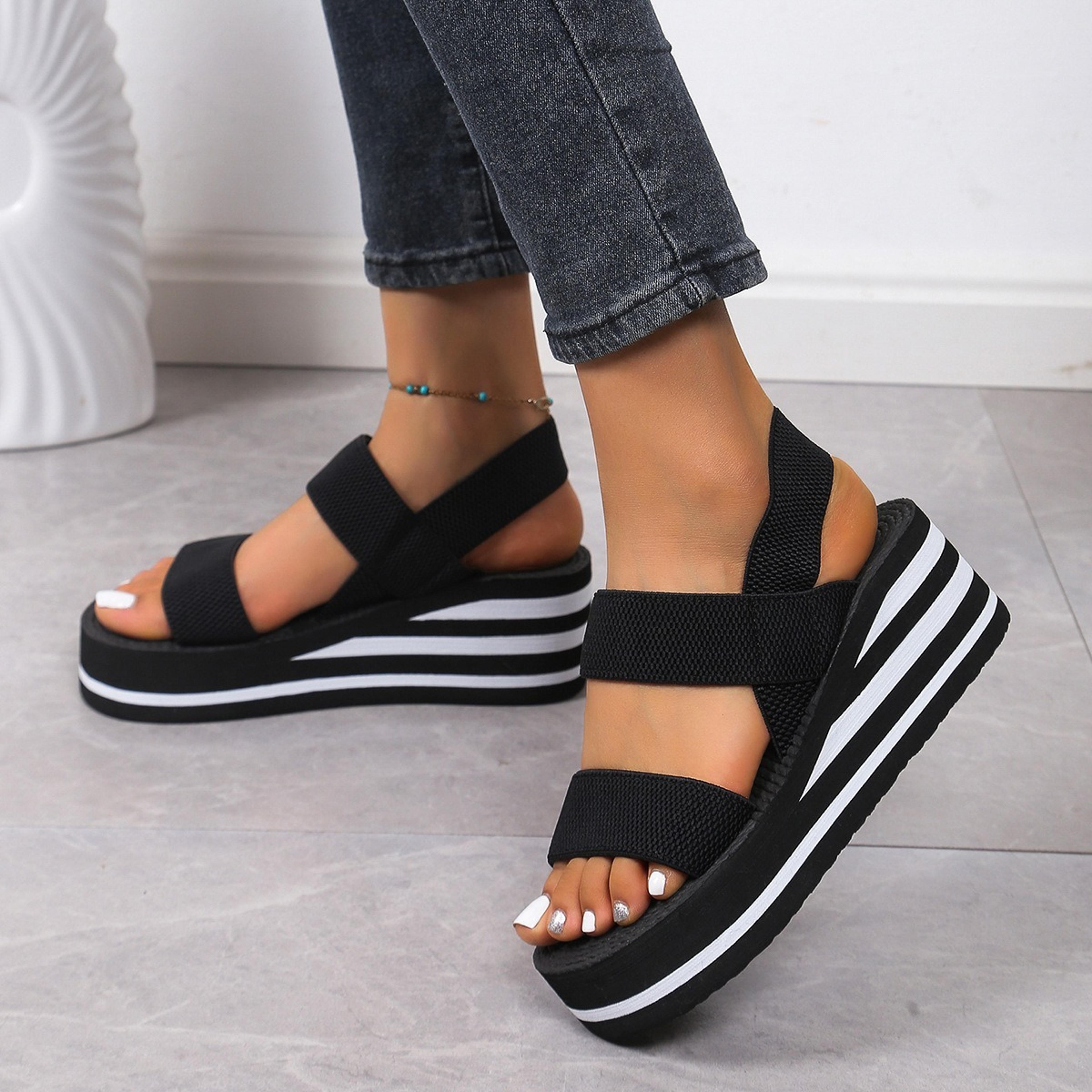 lightweight women's wedge sandals open toe platform slingback shoes
