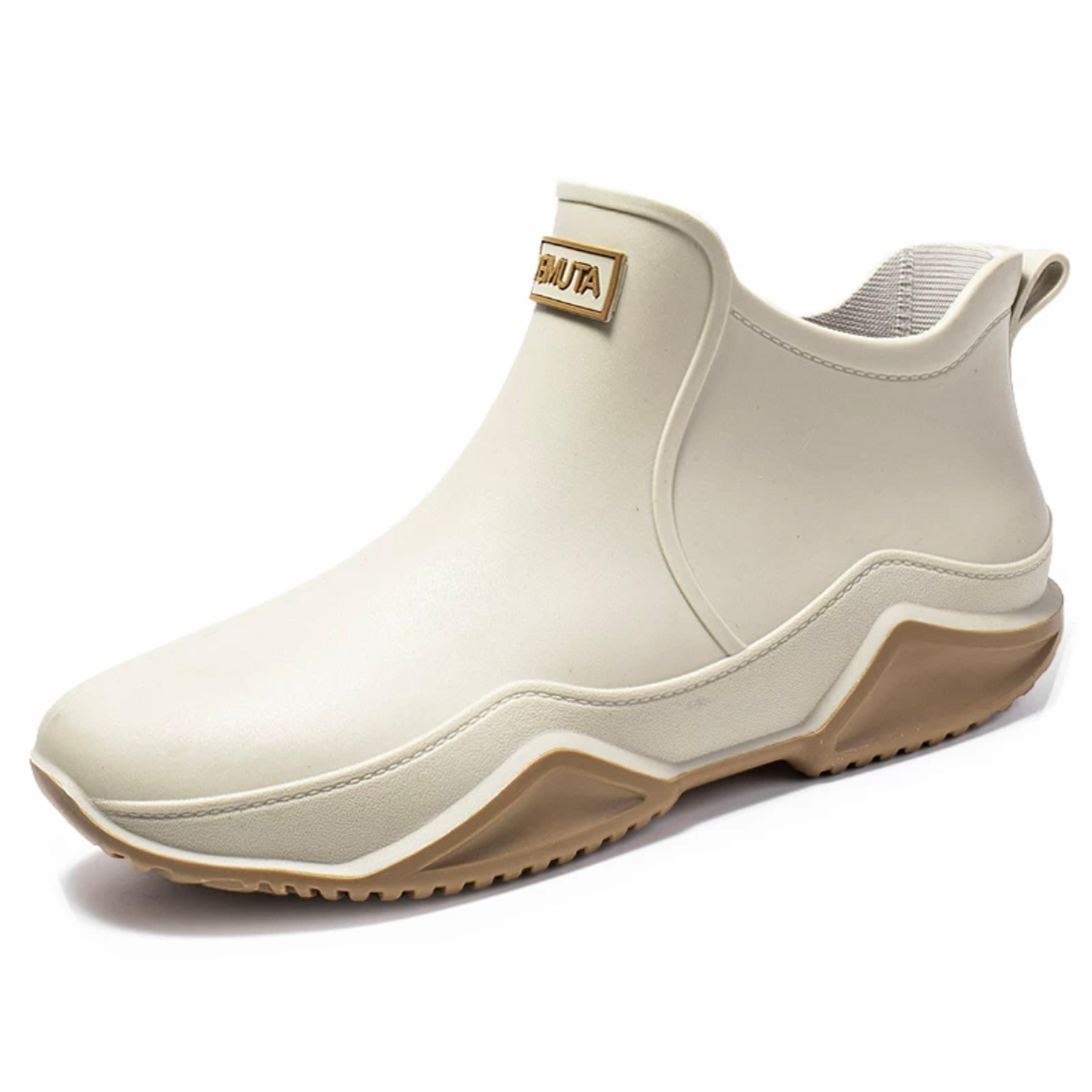 all weather waterproof ankle rain boots with anti slip grip