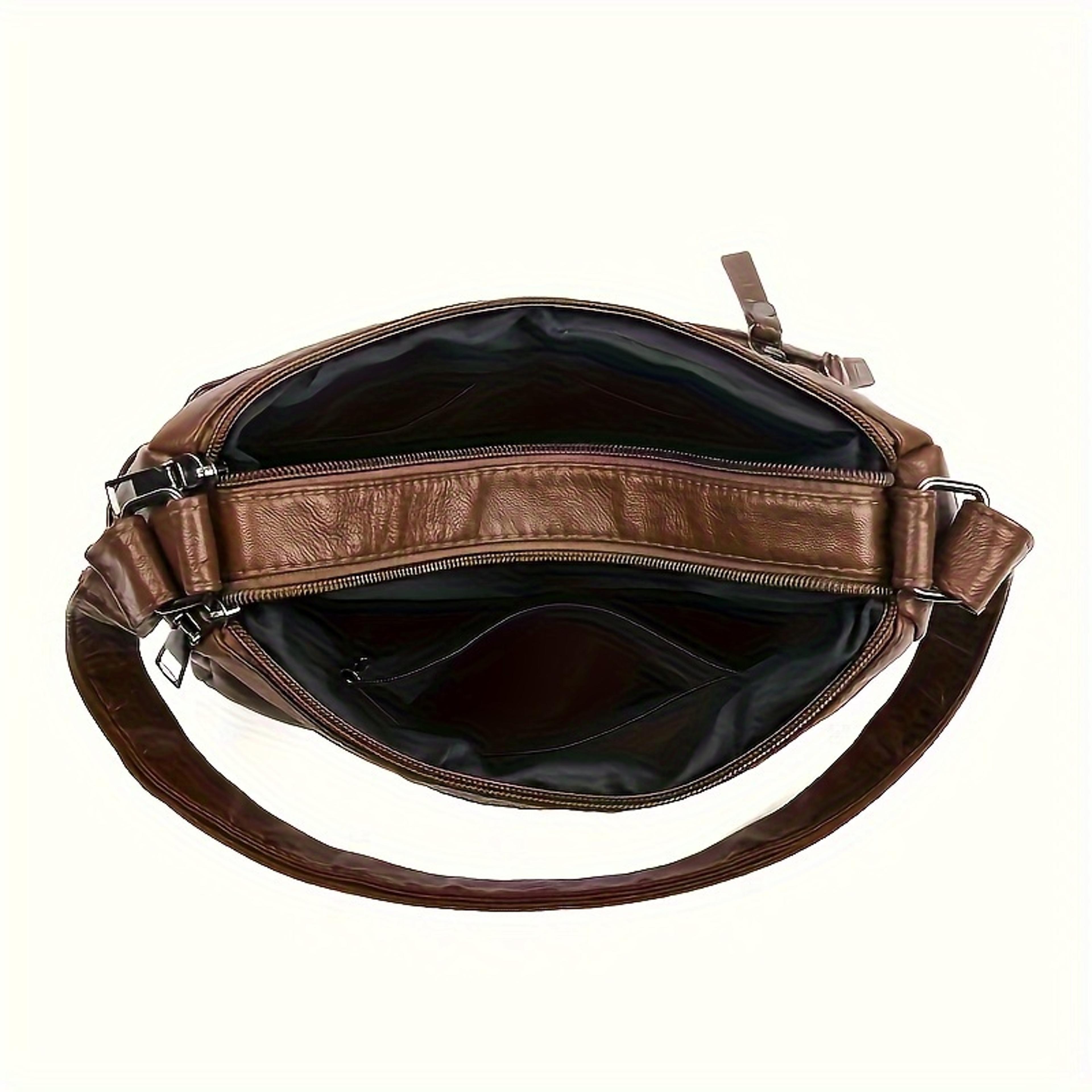 vintage pu leather crossbody bag multi pocket shoulder purse for women
