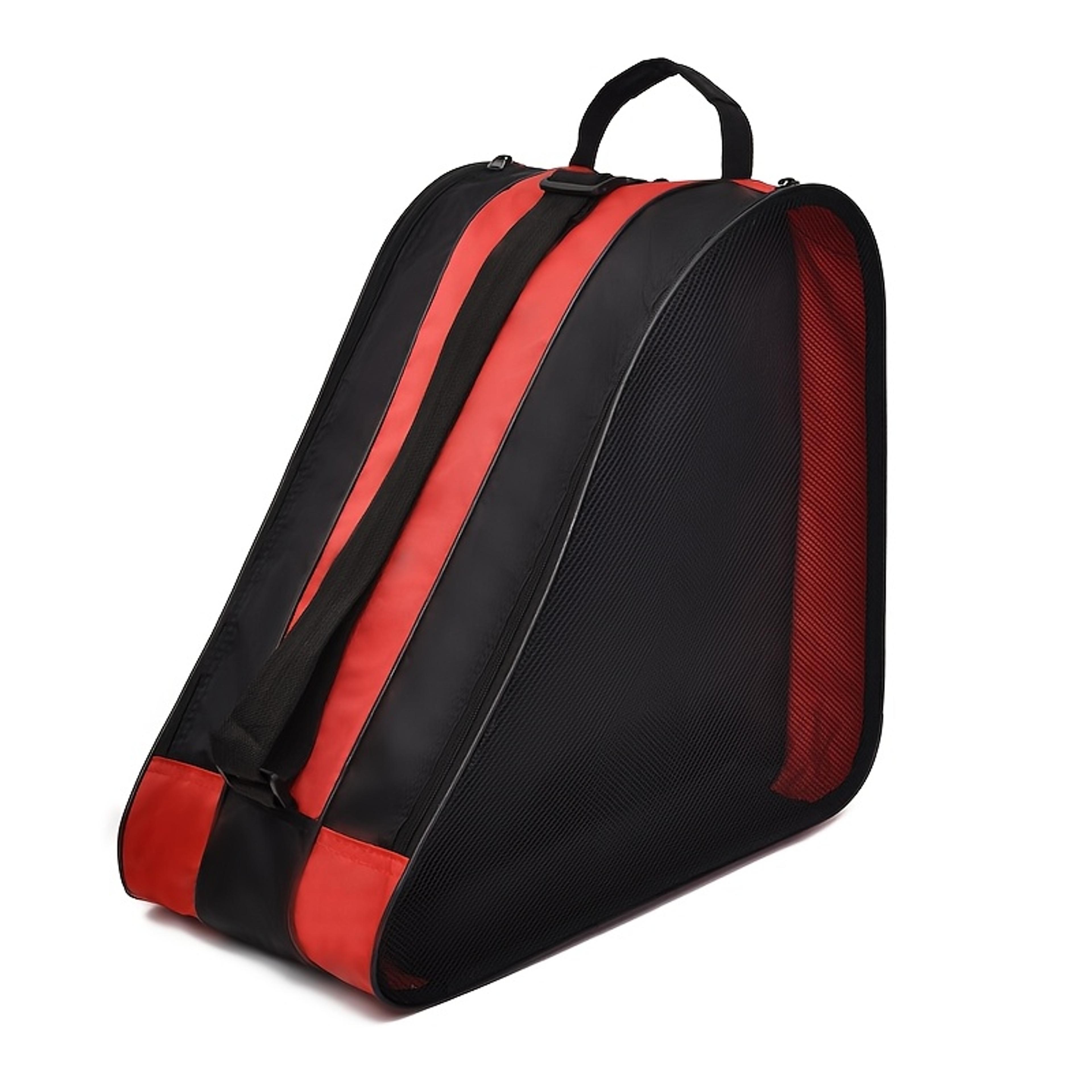large capacity roller skate bag with 3 layer storage and adjustable shoulder strap