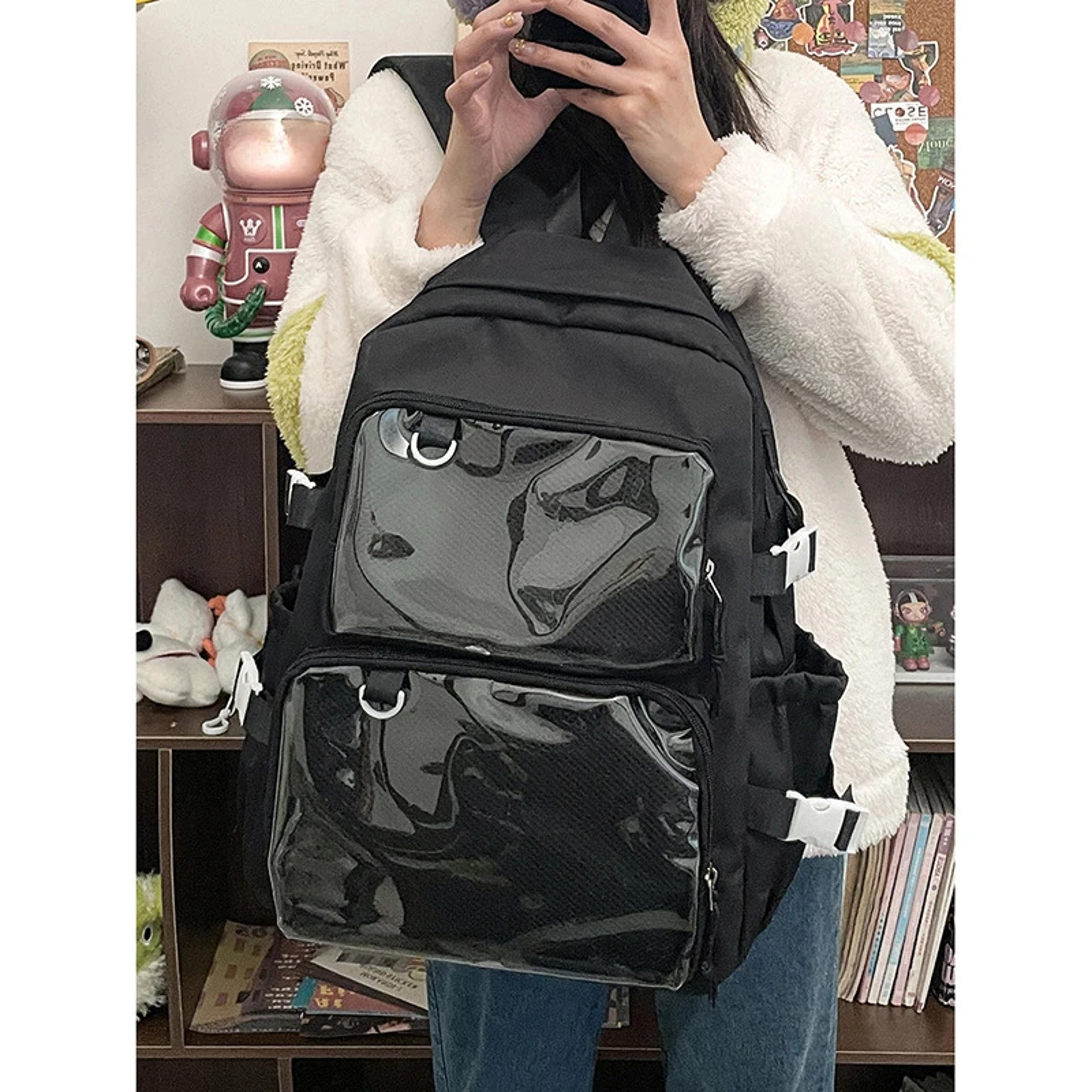 backpack large capacity transparent display school bag for women