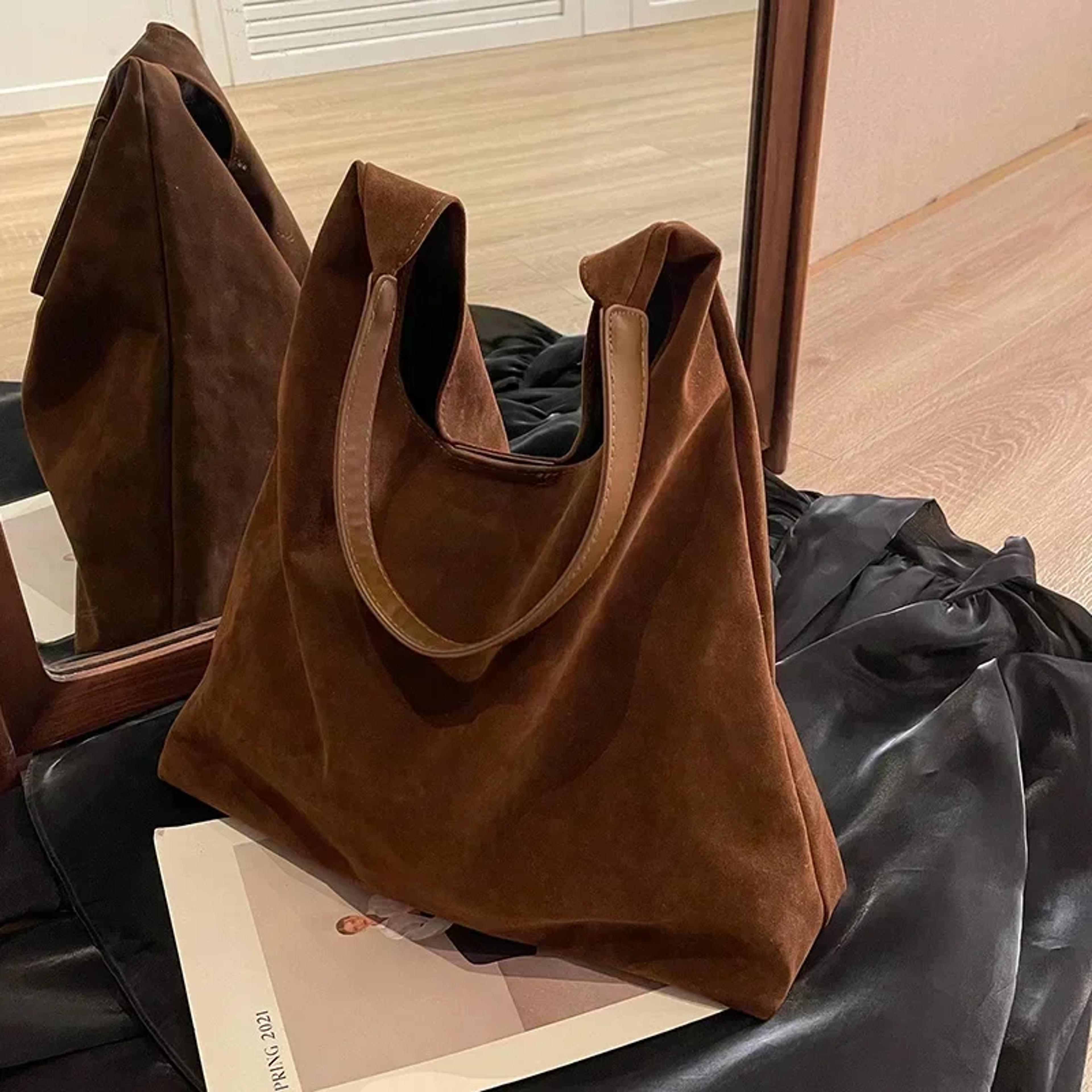 vintage frosted large capacity shoulder bag for women