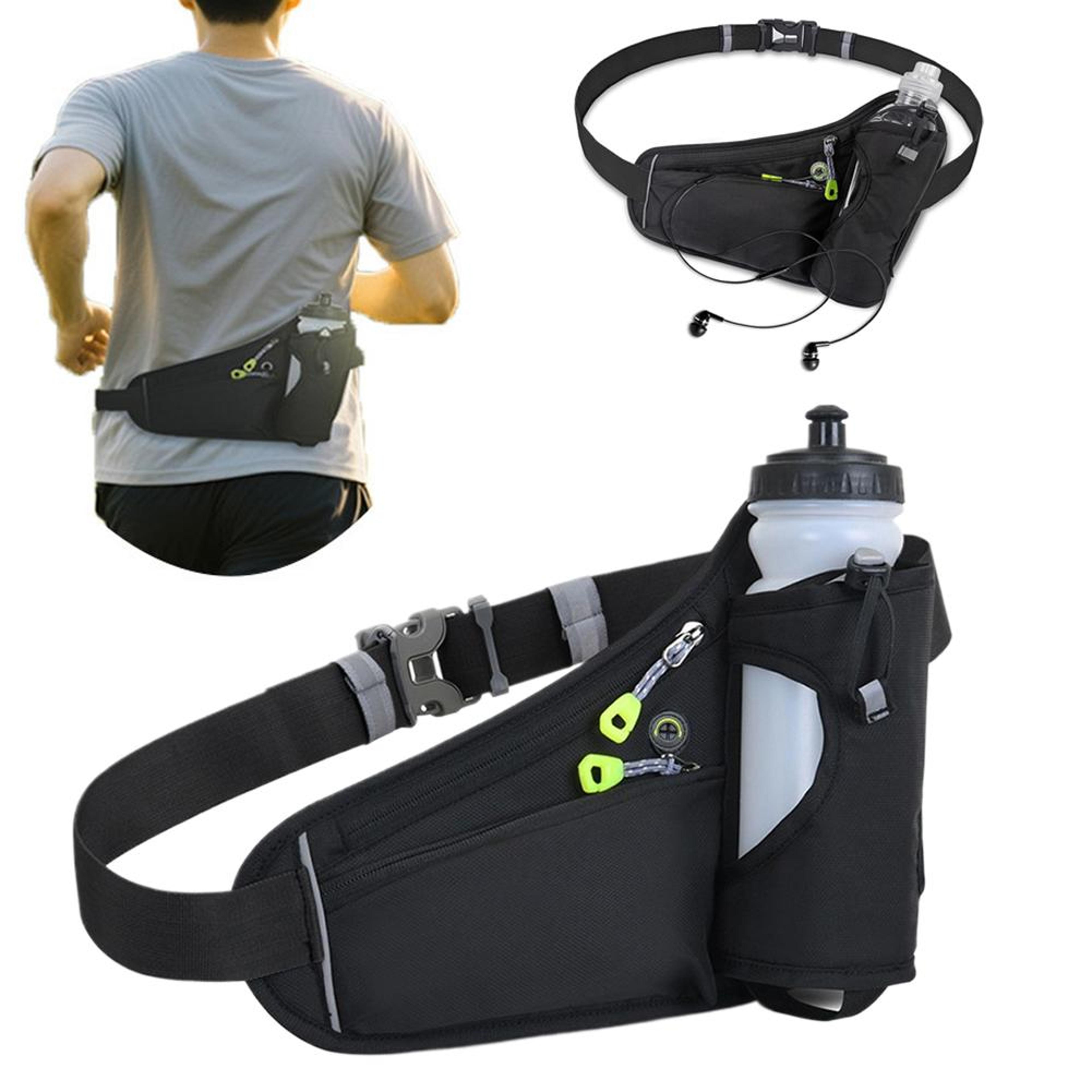 adjustable running waist bag with water bottle holder for hiking cycling and fitness
